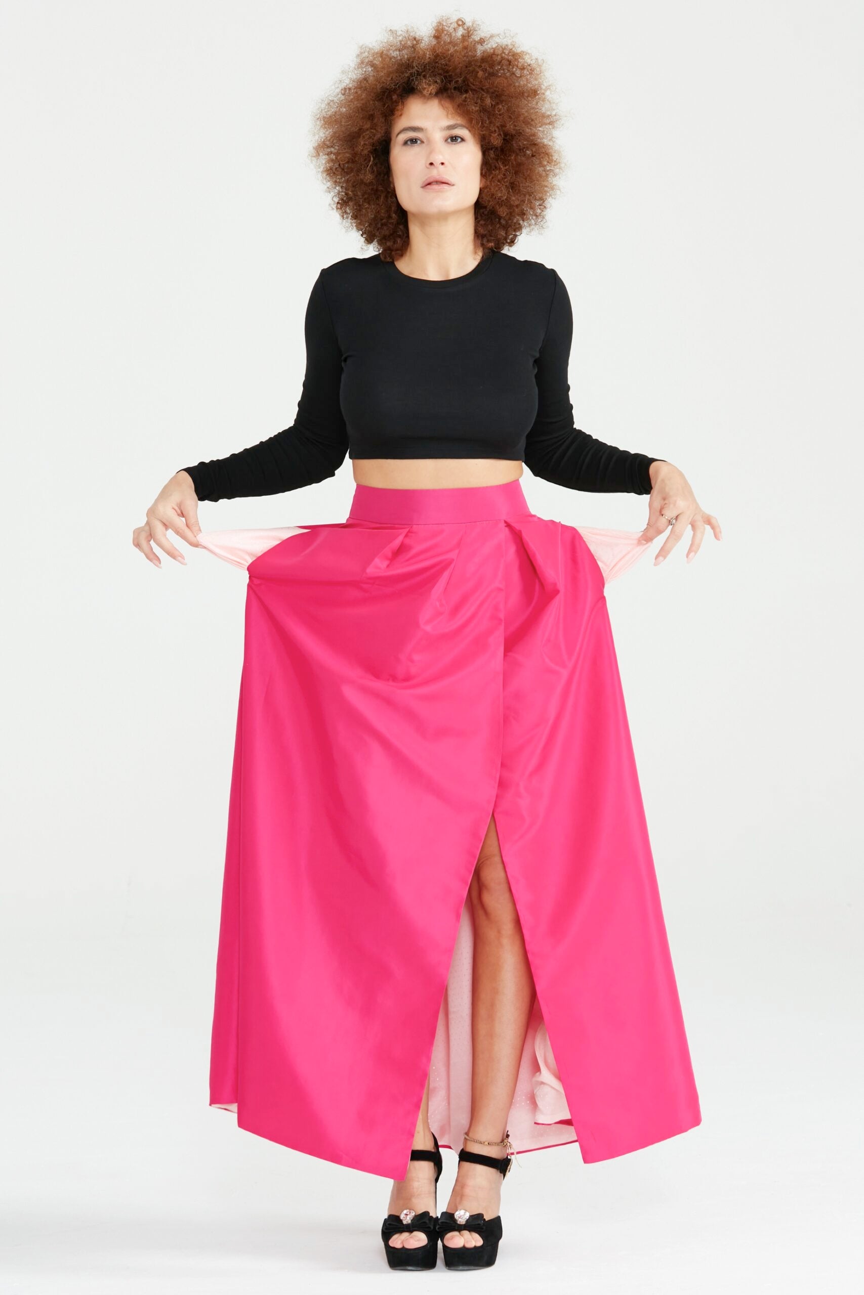 Dollie Bell-Flame Kruvaze Maxi Etek / Fuşya-Etek-3-Milagron.com