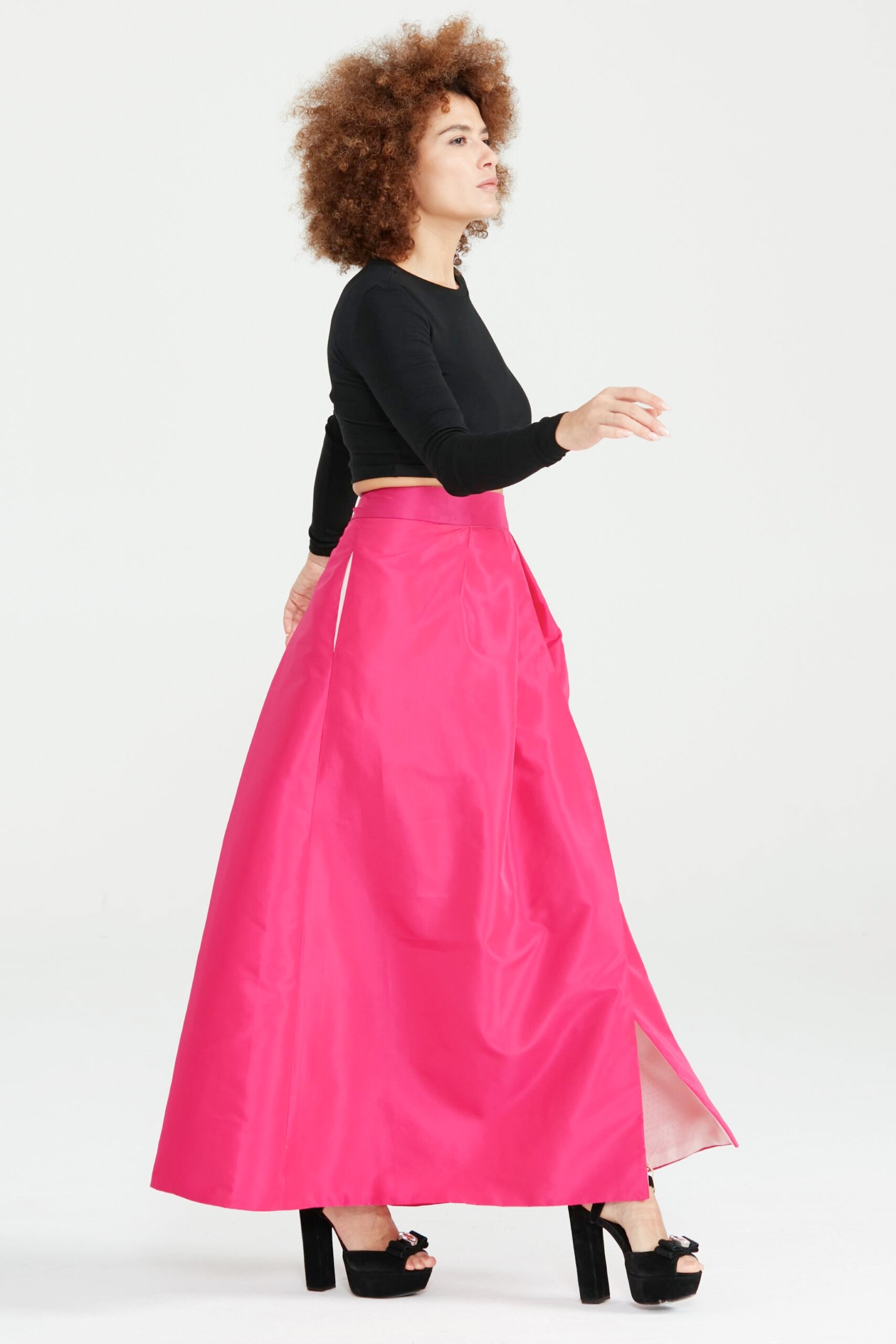 Dollie Bell-Flame Kruvaze Maxi Etek / Fuşya-Etek-5-Milagron.com