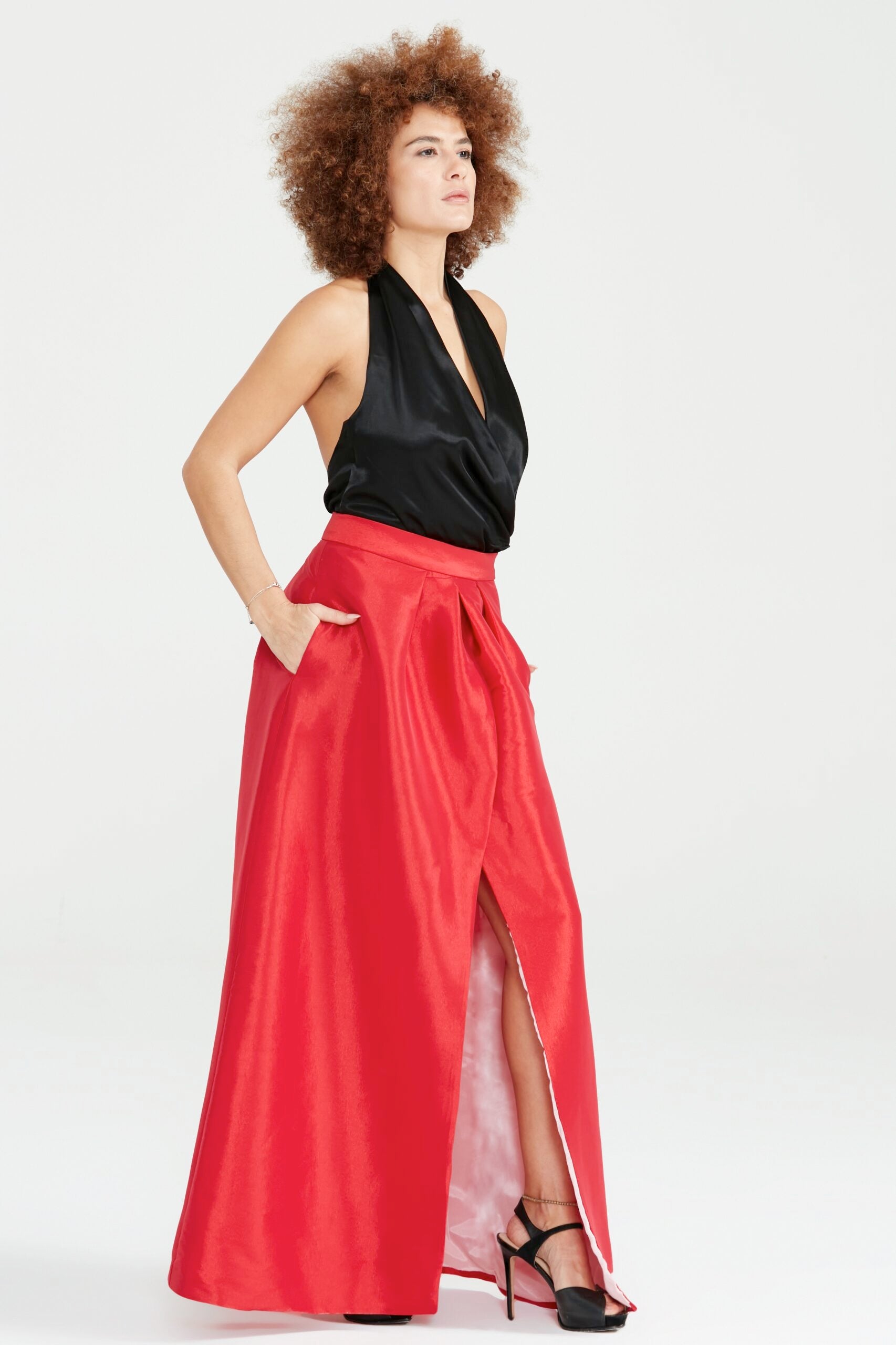 Dollie Bell-Flame Kruvaze Maxi Etek / Kırmızı-Etek-2-Milagron.com