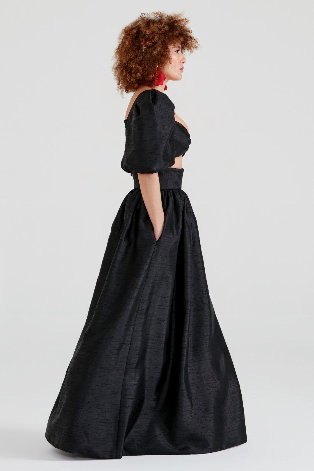 Dollie Bell-Moonlight Yırtmaçlı Yüksel Bel Etek Siyah-Platform, Such a Night-3-Milagron.com