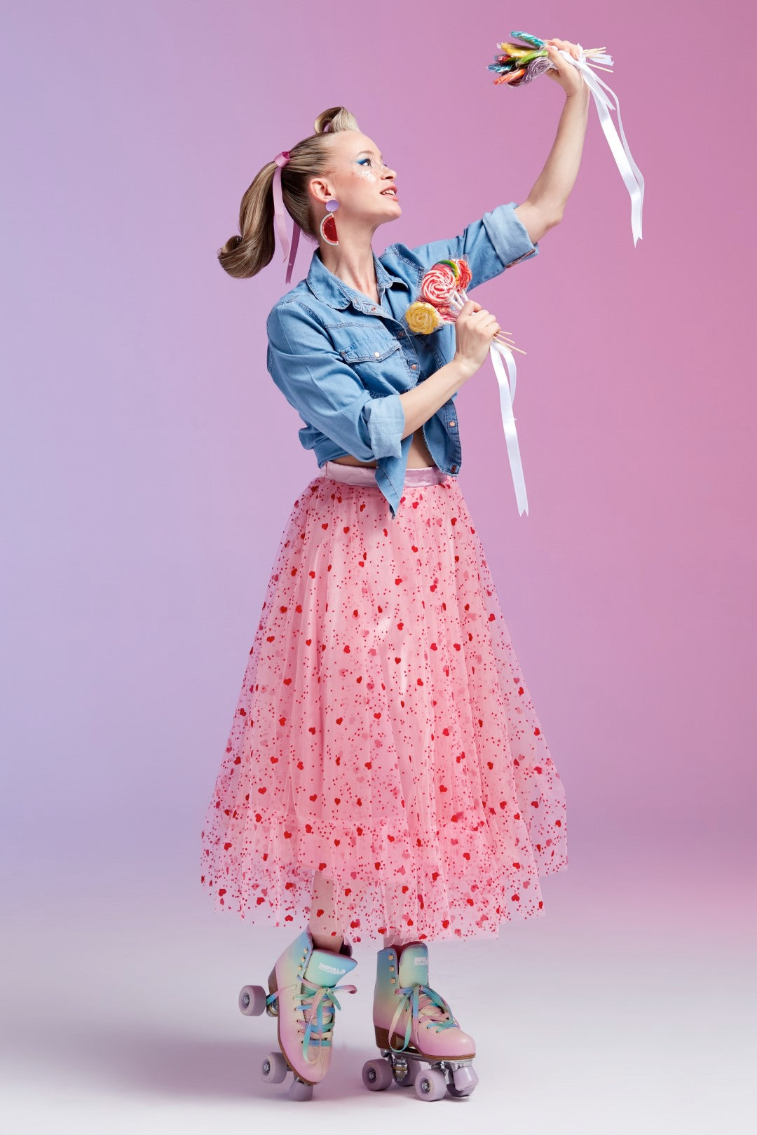 Dollie Bell-Sweet Berry / Kalpli Tül Midi Etek Pembe-Etek-2-Milagron.com