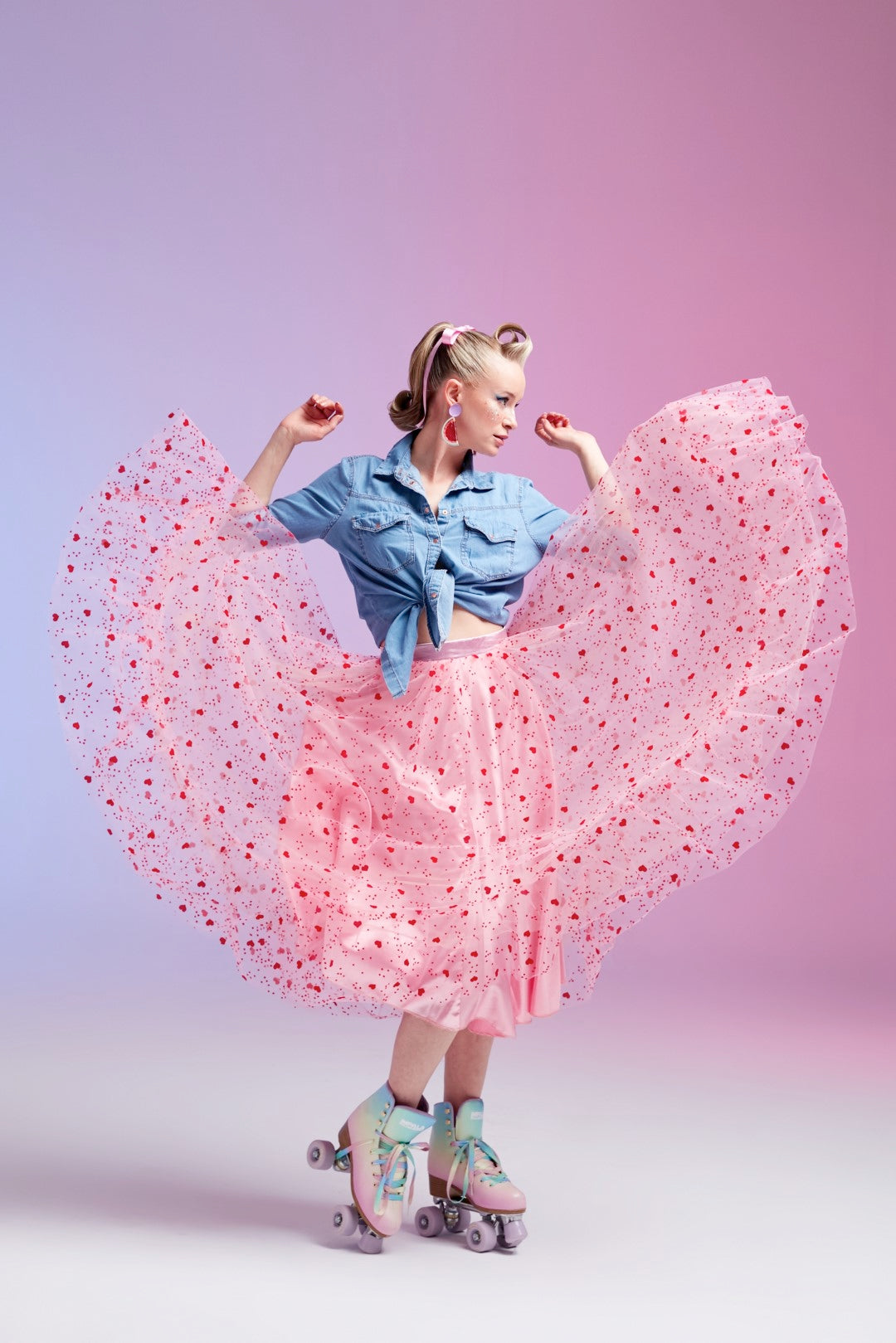 Dollie Bell-Sweet Berry / Kalpli Tül Midi Etek Pembe-Etek-5-Milagron.com