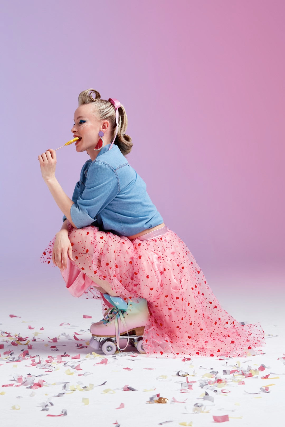 Dollie Bell-Sweet Berry / Kalpli Tül Midi Etek Pembe-Etek-6-Milagron.com