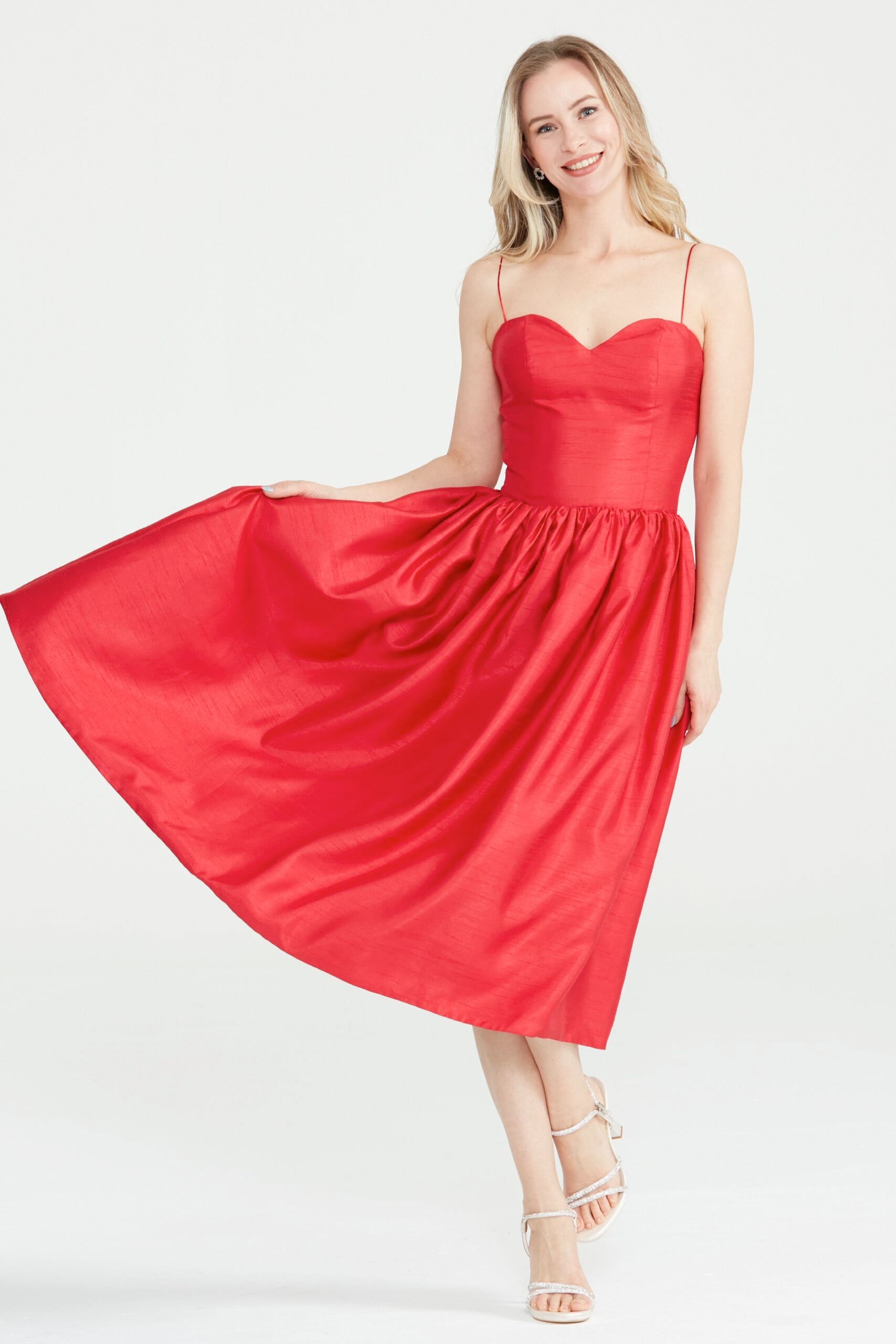 Dollie Bell-The Kiss Straplez Büzgülü Maxi Elbise – Kırmızı-Platform, Such a Night-3-Milagron.com