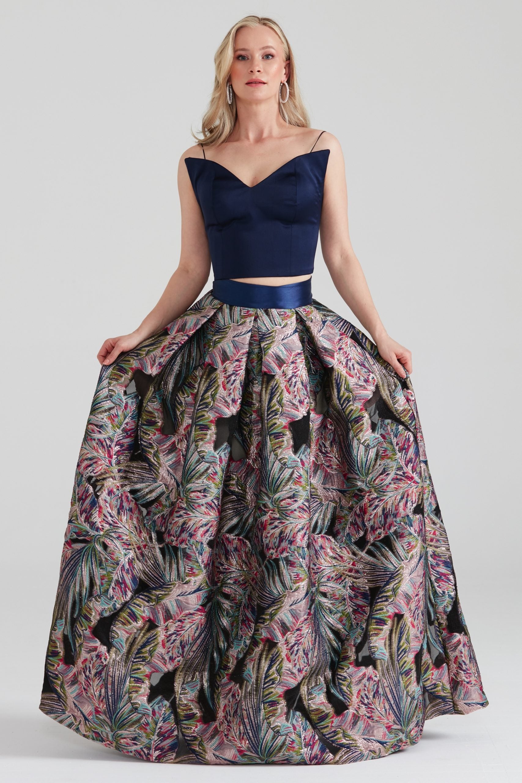 Dollie Bell-Twinkle Pileli Maxi Etek Lacivert/Gümüş-Flaming Star-3-Milagron.com