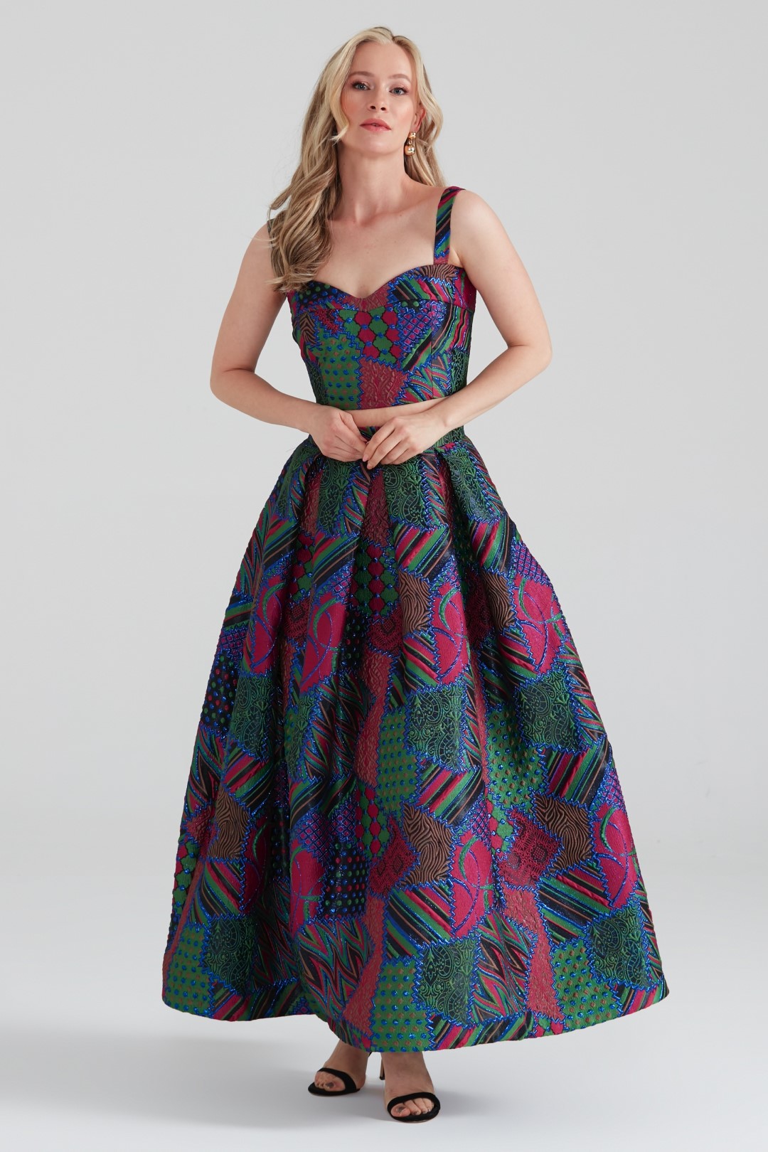 Dollie Bell-Twinkle Pileli Maxi Etek Pembe/Mavi-Etek-3-Milagron.com