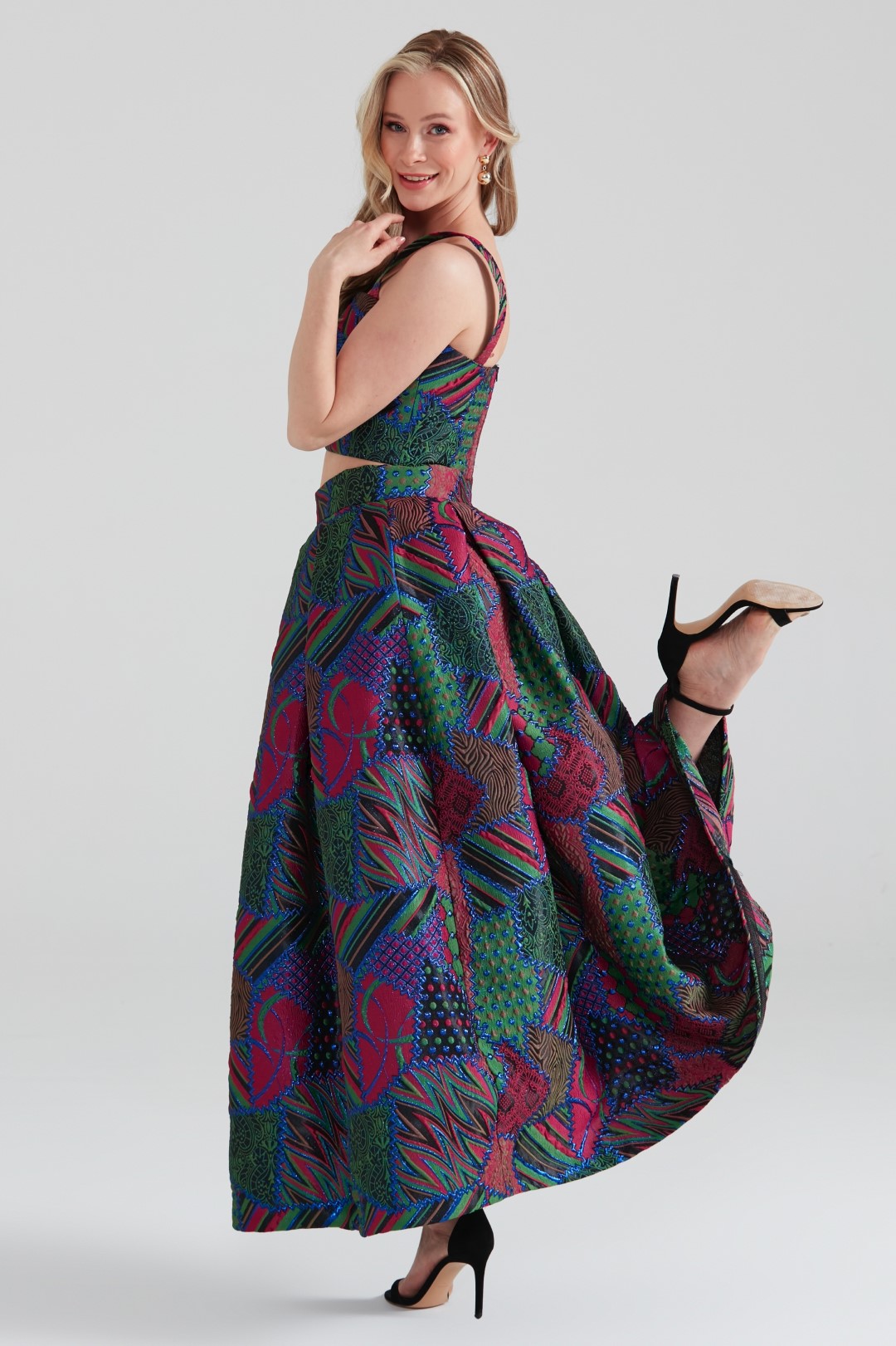 Dollie Bell-Twinkle Pileli Maxi Etek Pembe/Mavi-Etek-5-Milagron.com