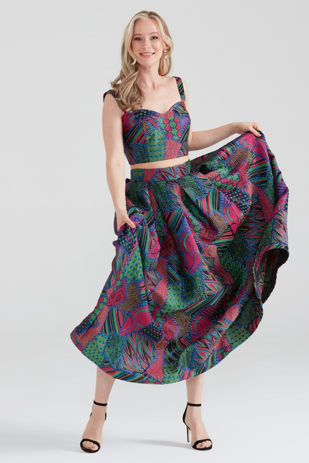 Dollie Bell-Twinkle Pileli Maxi Etek Pembe/Mavi-Etek-7-Milagron.com