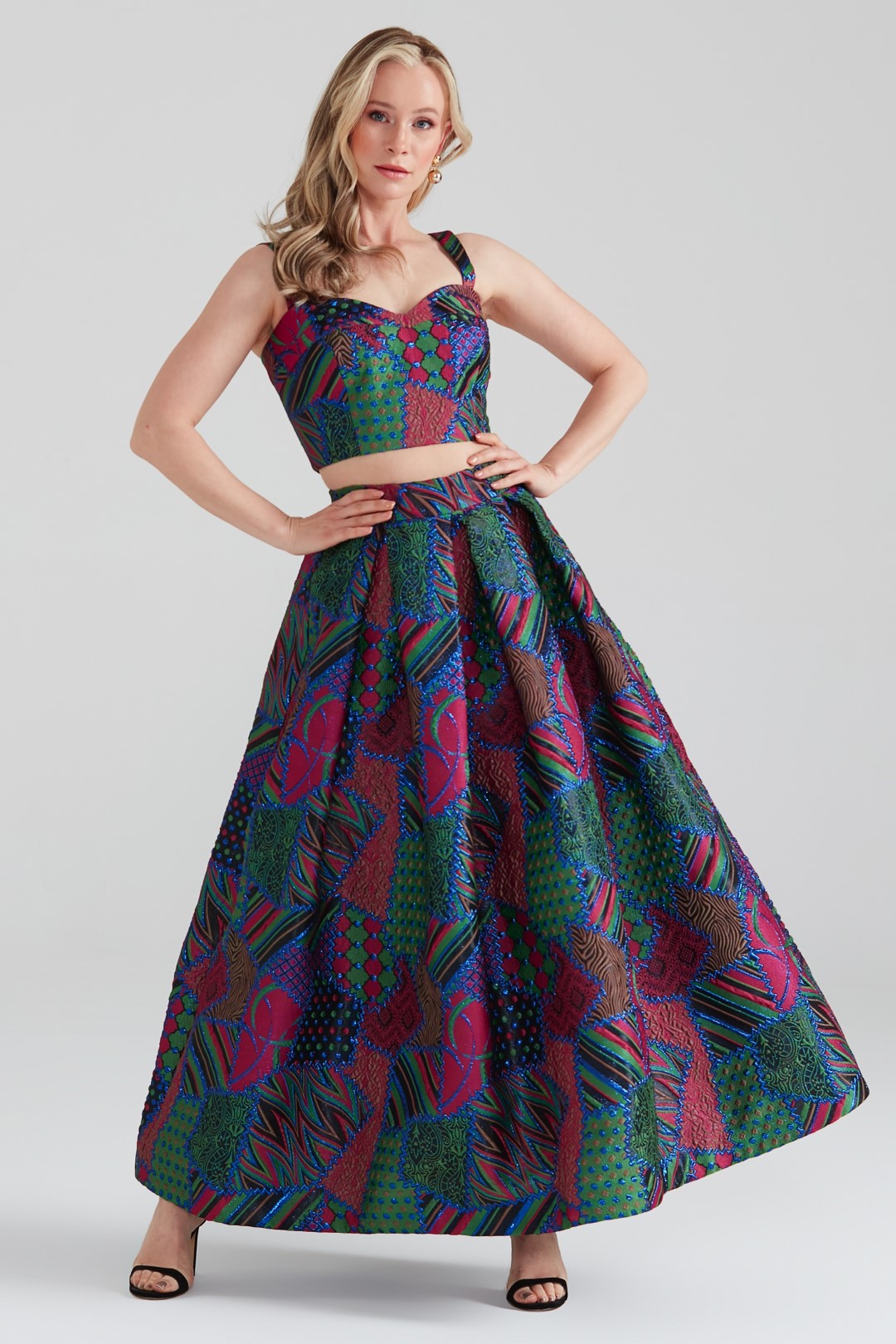 Dollie Bell-Twinkle Pileli Maxi Etek Pembe/Mavi-Etek-9-Milagron.com