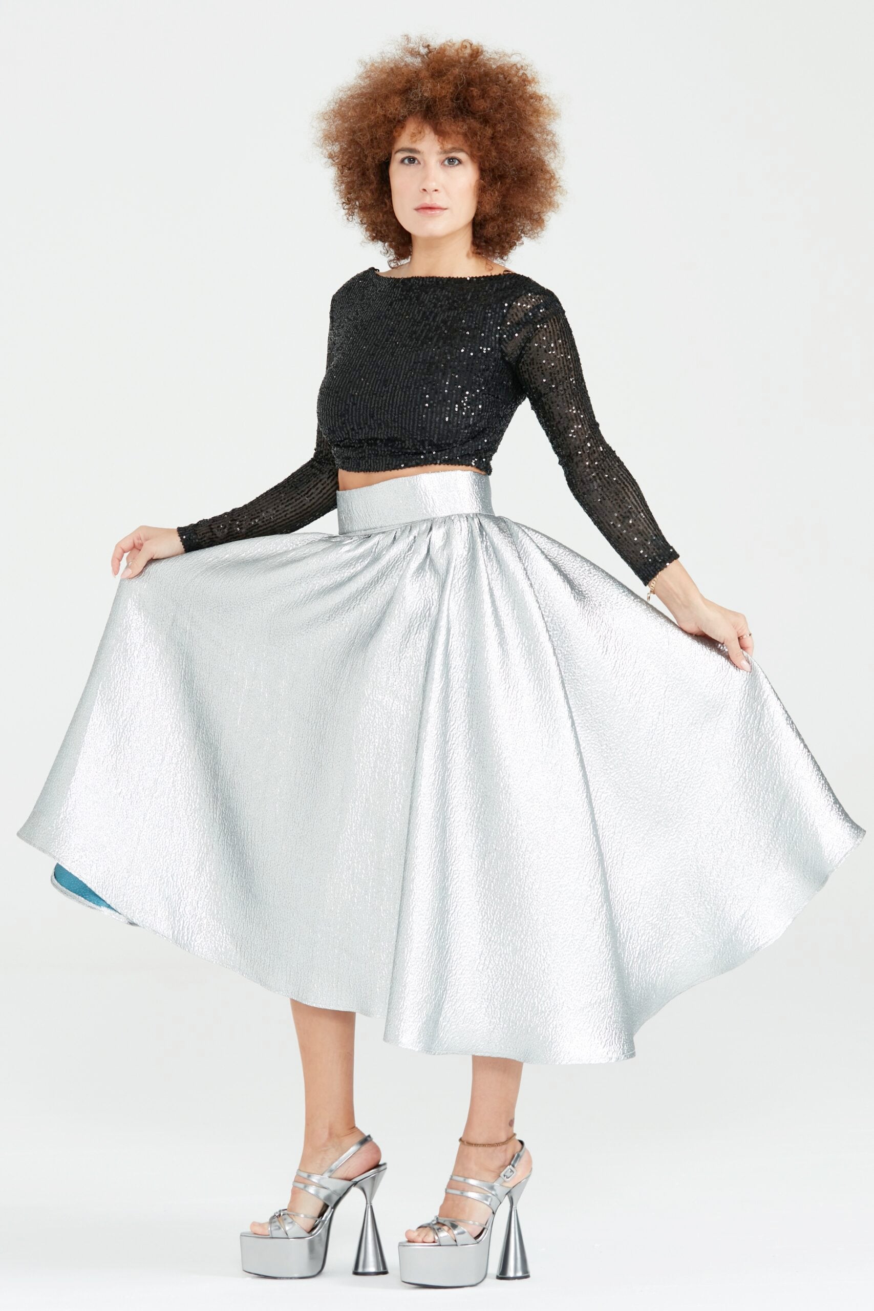 Dollie Bell-Wishing Star Büzgülü Midi Etek / Lame-Etek-2-Milagron.com