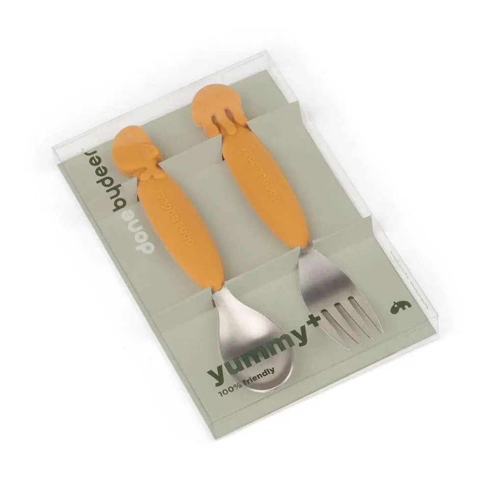 Done By Deer - Sea Friends - Paslanmaz Çelik Çatal Ve Kaşık Seti - Hardal