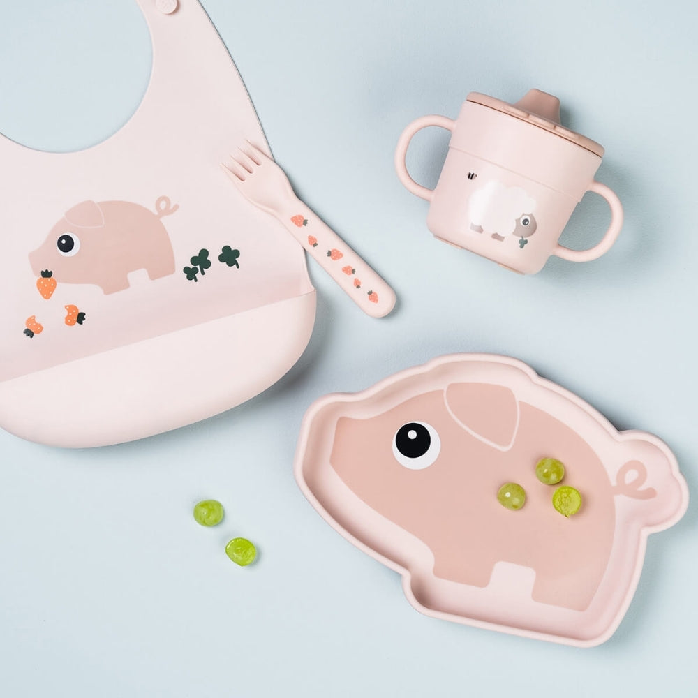 Done By Deer - Tiny Farm - Silikon Mama Önlüğü - Pembe