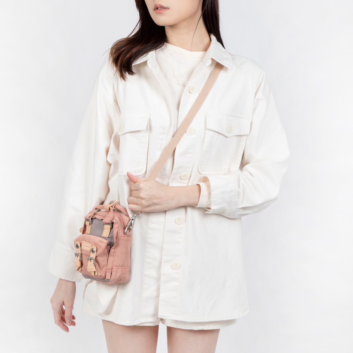 Doughnut Macaroon Tiny Classic Lavanta X Gül Unisex Omuz Çantası