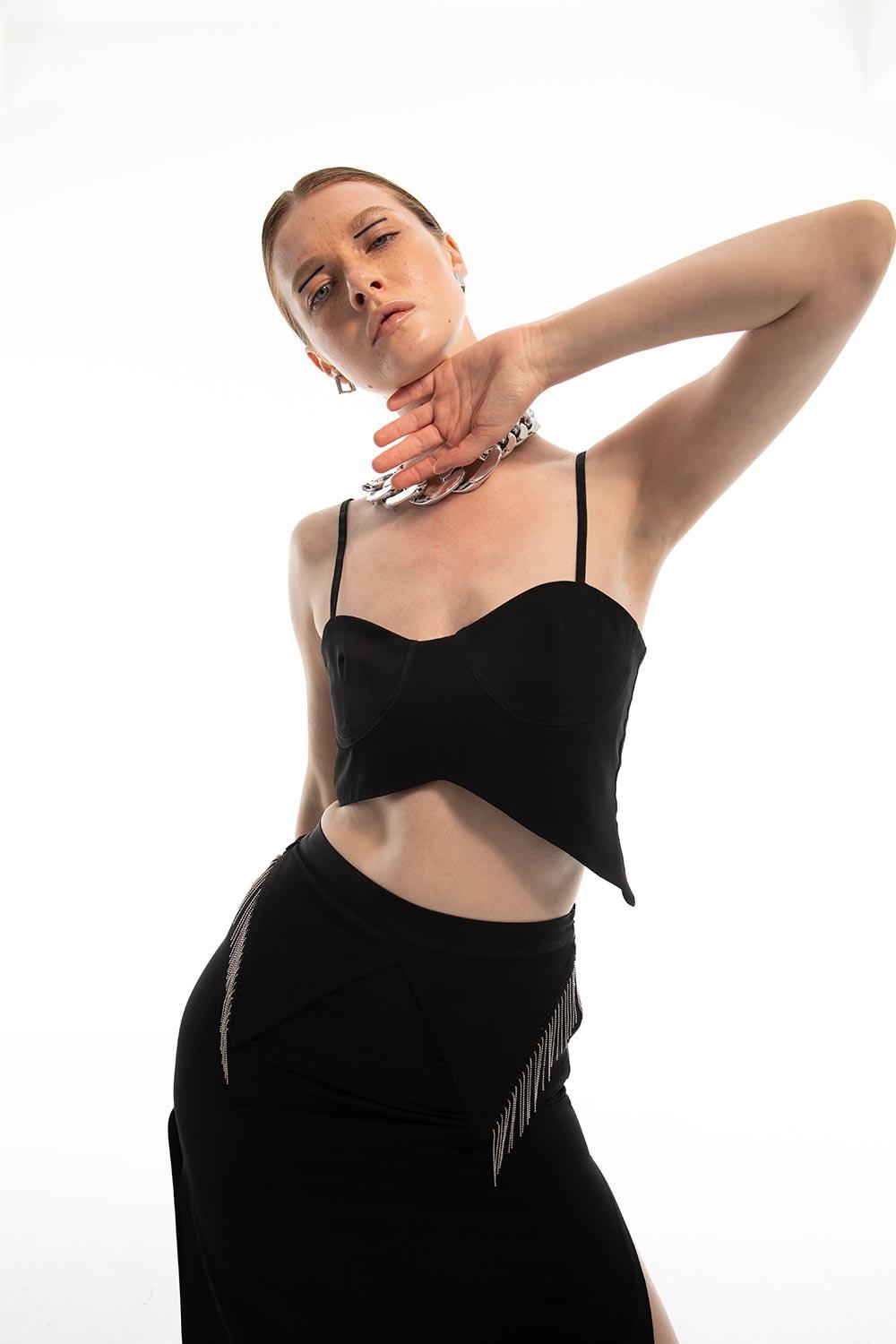 Duygu Demirel-Helmeted Bustier-Top-1-Milagron.com