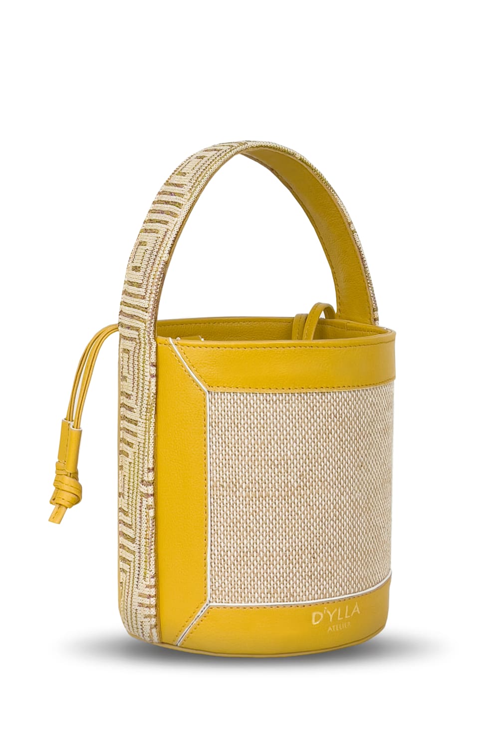 D’ylla Atelier-Lena Bucket Bag Mustard - Cream-Omuz Çantası-1-Milagron.com