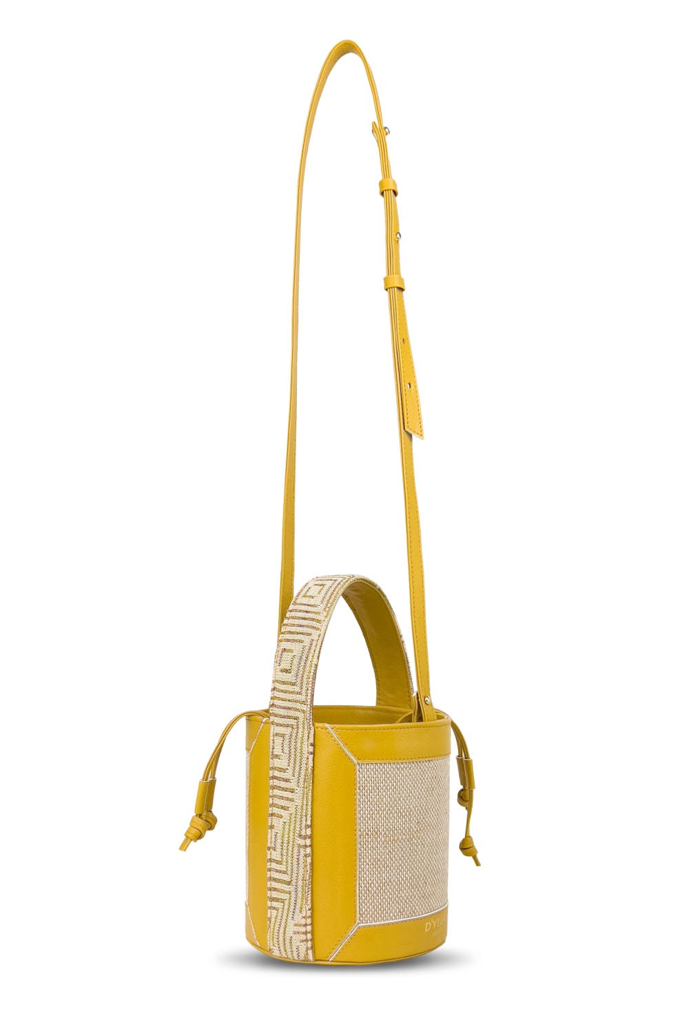 D’ylla Atelier-Lena Bucket Bag Mustard - Cream-Omuz Çantası-3-Milagron.com