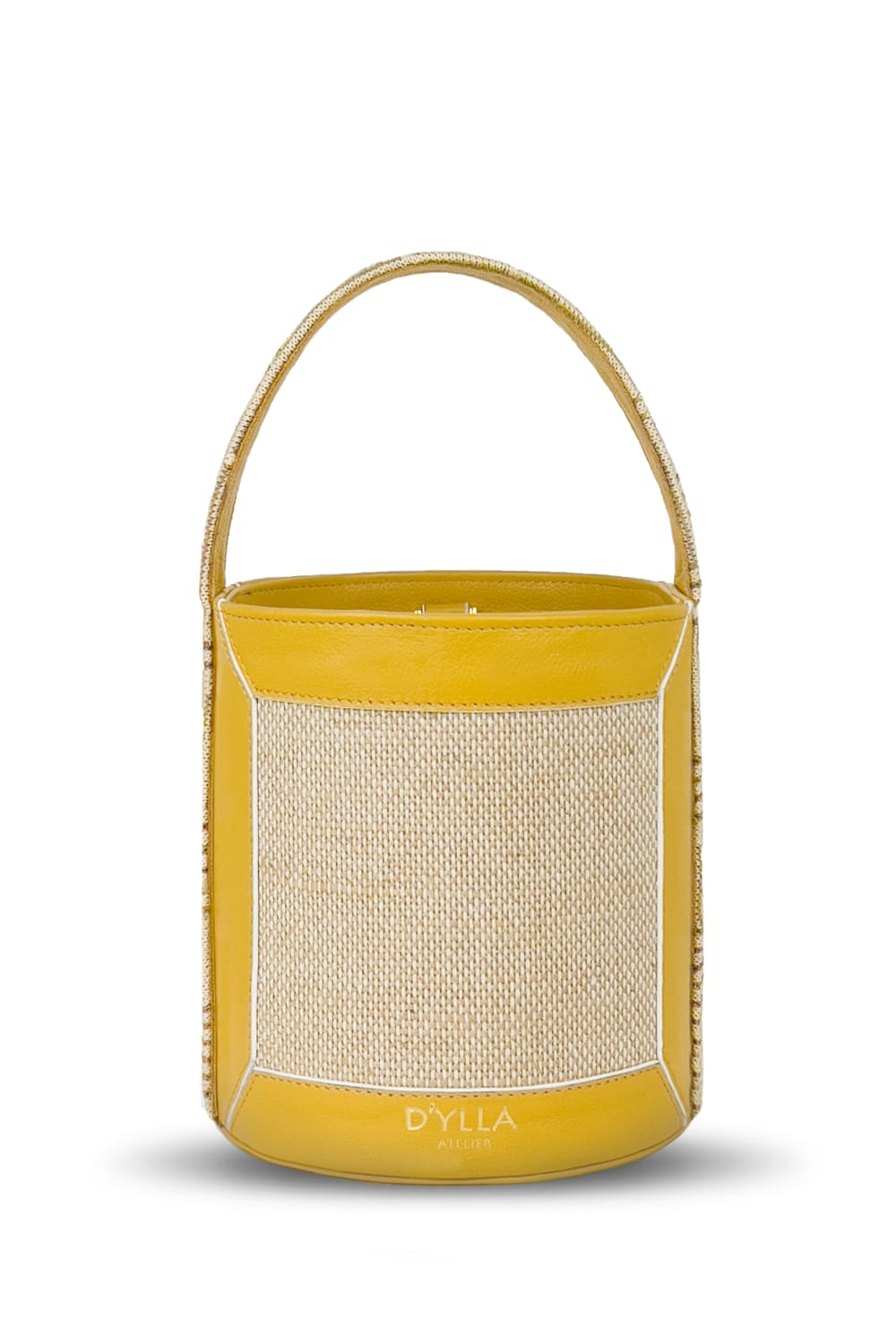 D’ylla Atelier-Lena Bucket Bag Mustard - Cream-Omuz Çantası-4-Milagron.com