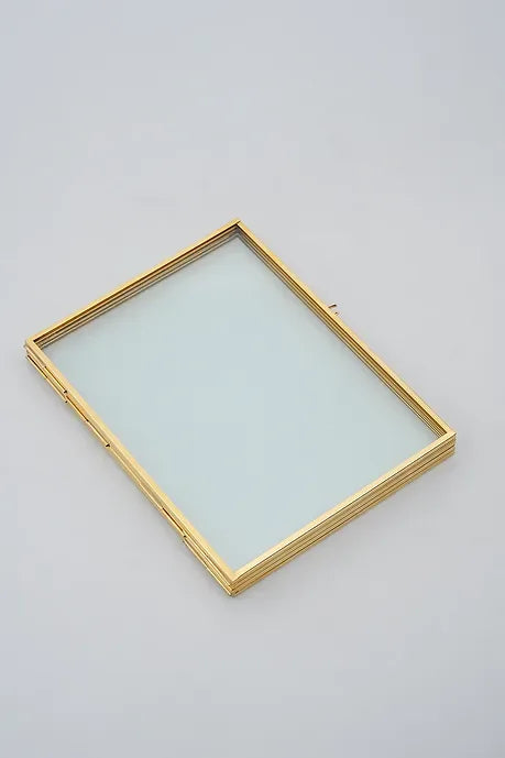 El Crea Designs-İkili Pirinç Gold Cam Masaüstü Fotoğraf Çerçevesi 20x15cm-Çerçeve-4-Milagron.com