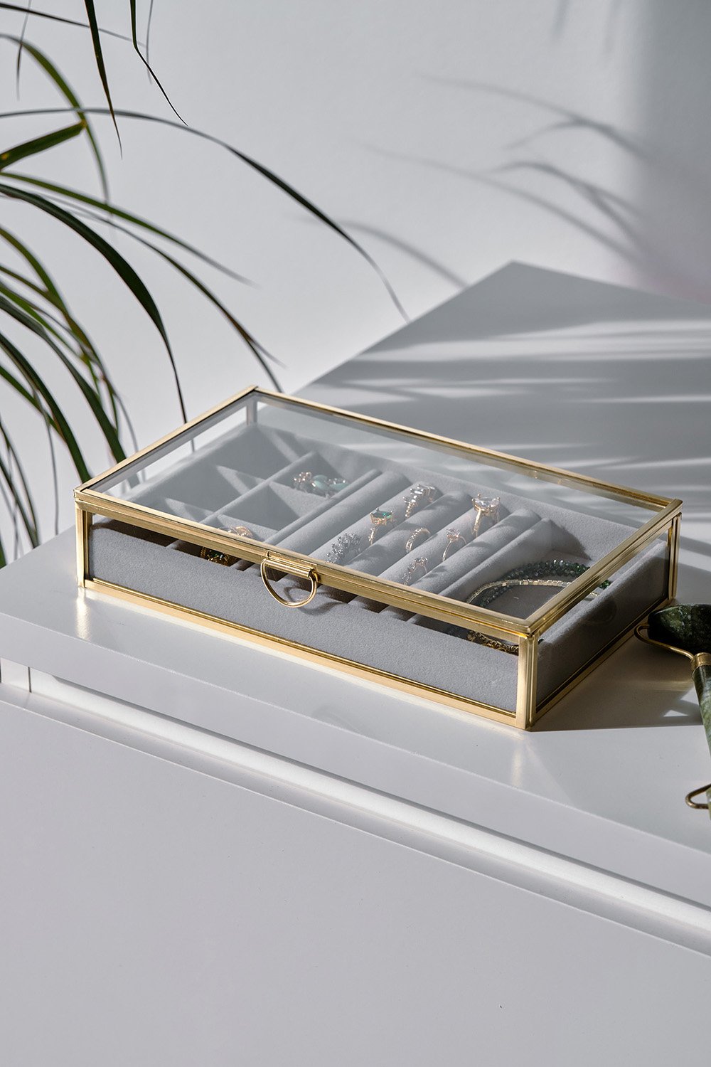 El Crea Designs-Organizer | Kadife | Bölmeli | Cam | Pirinç & Gold-Takı Standı-11-Milagron.com