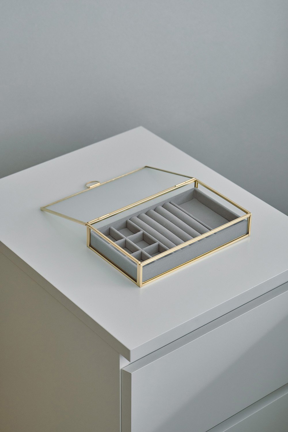 El Crea Designs-Organizer | Kadife | Bölmeli | Cam | Pirinç & Gold-Takı Standı-6-Milagron.com