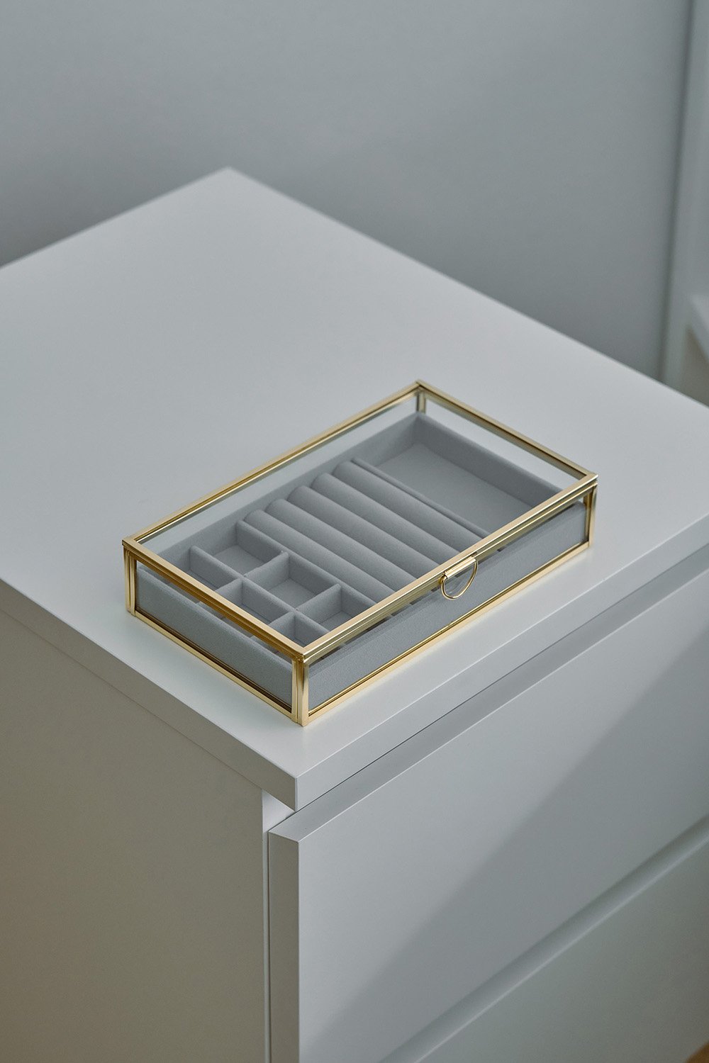 El Crea Designs-Organizer | Kadife | Bölmeli | Cam | Pirinç & Gold-Takı Standı-8-Milagron.com