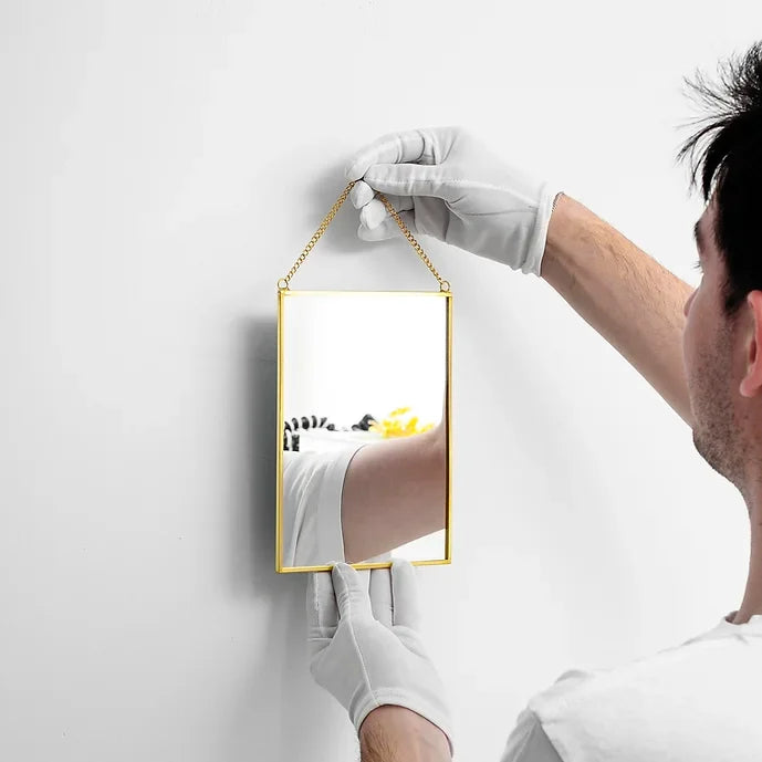 El Crea Designs-Pirinç Gold Duvar Askılı Ayna 20x15cm-Ayna-6-Milagron.com