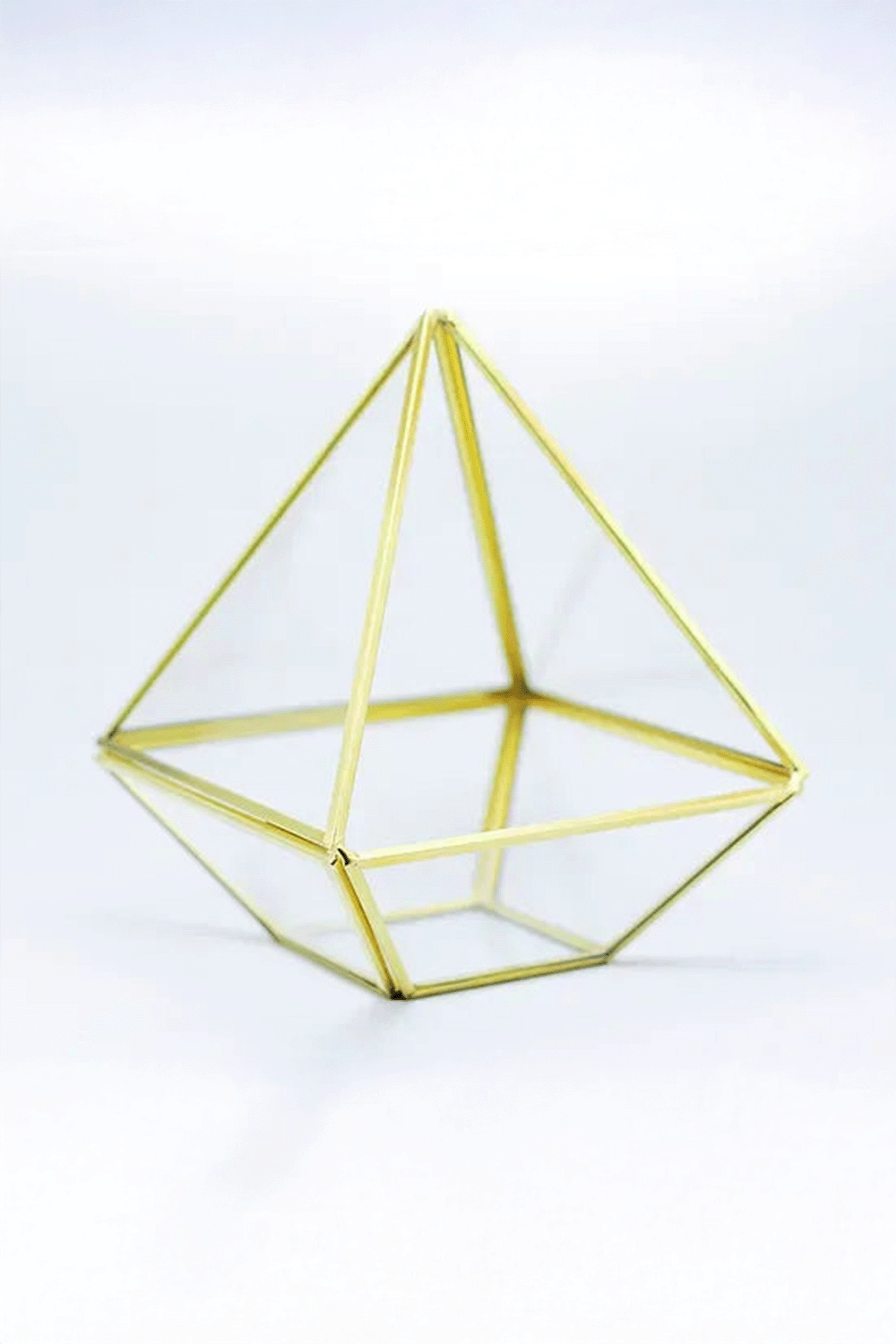 El Crea Designs-Pirinç Gold Geometrik Teraryum Cam Fanus Aksesuar Çikolata Kutusu 18x15x15cm-Biblo-1-Milagron.com