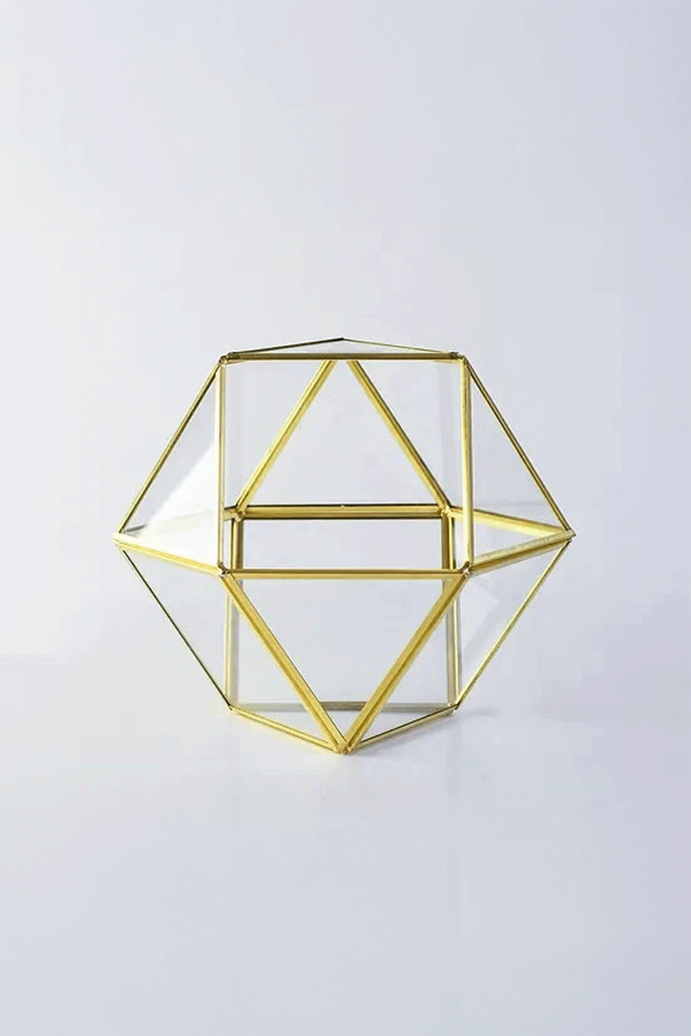 El Crea Designs-Pirinç Gold Geometrik Teraryum Cam Fanus Aksesuar Çikolata Kutusu 22x22x17cm-Biblo-1-Milagron.com