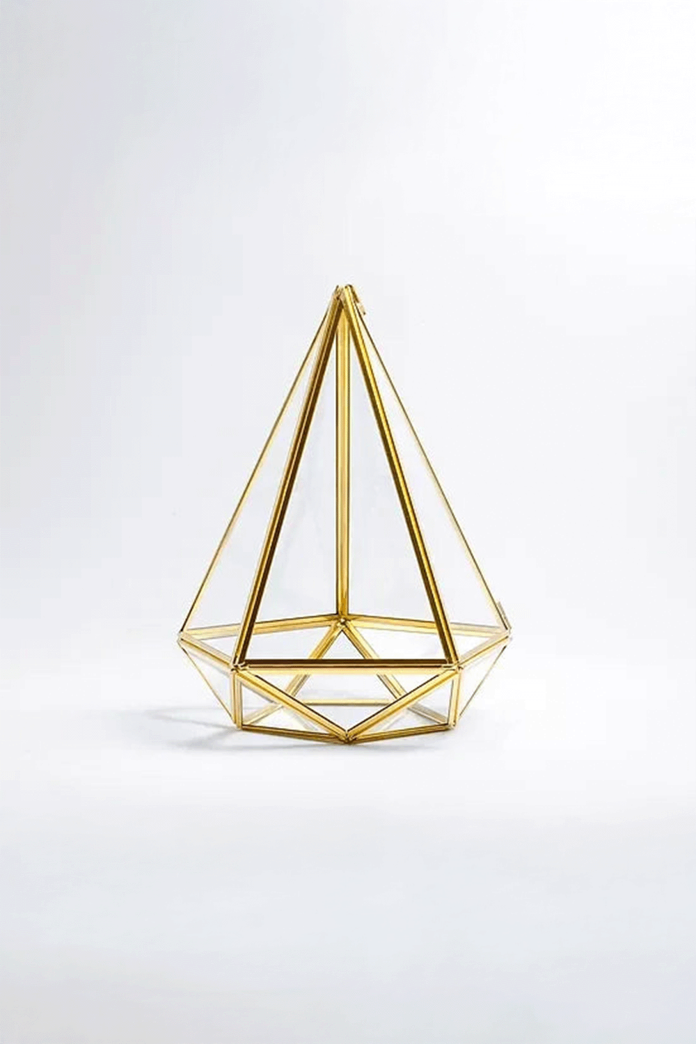 El Crea Designs-Pirinç Gold Geometrik Teraryum Cam Fanus Aksesuar Çikolata Kutusu 27x21x21cm-Biblo-1-Milagron.com