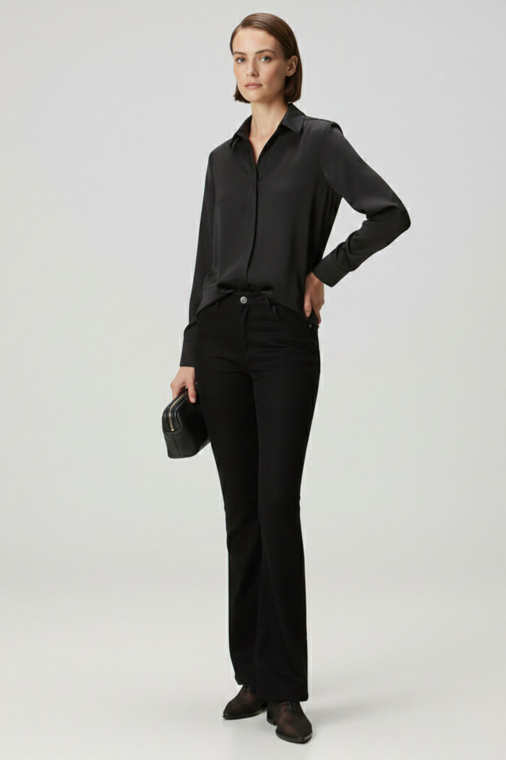 Siyah Flare Leg Jean Pantolon - 1