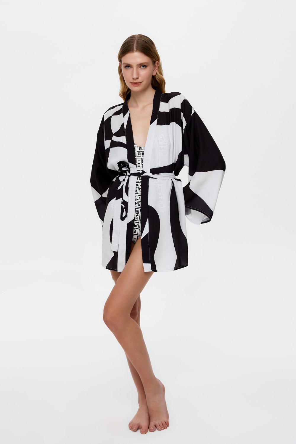 Eliphe-Loop Siyah Mini Kimono-Kimono-1-Milagron.com