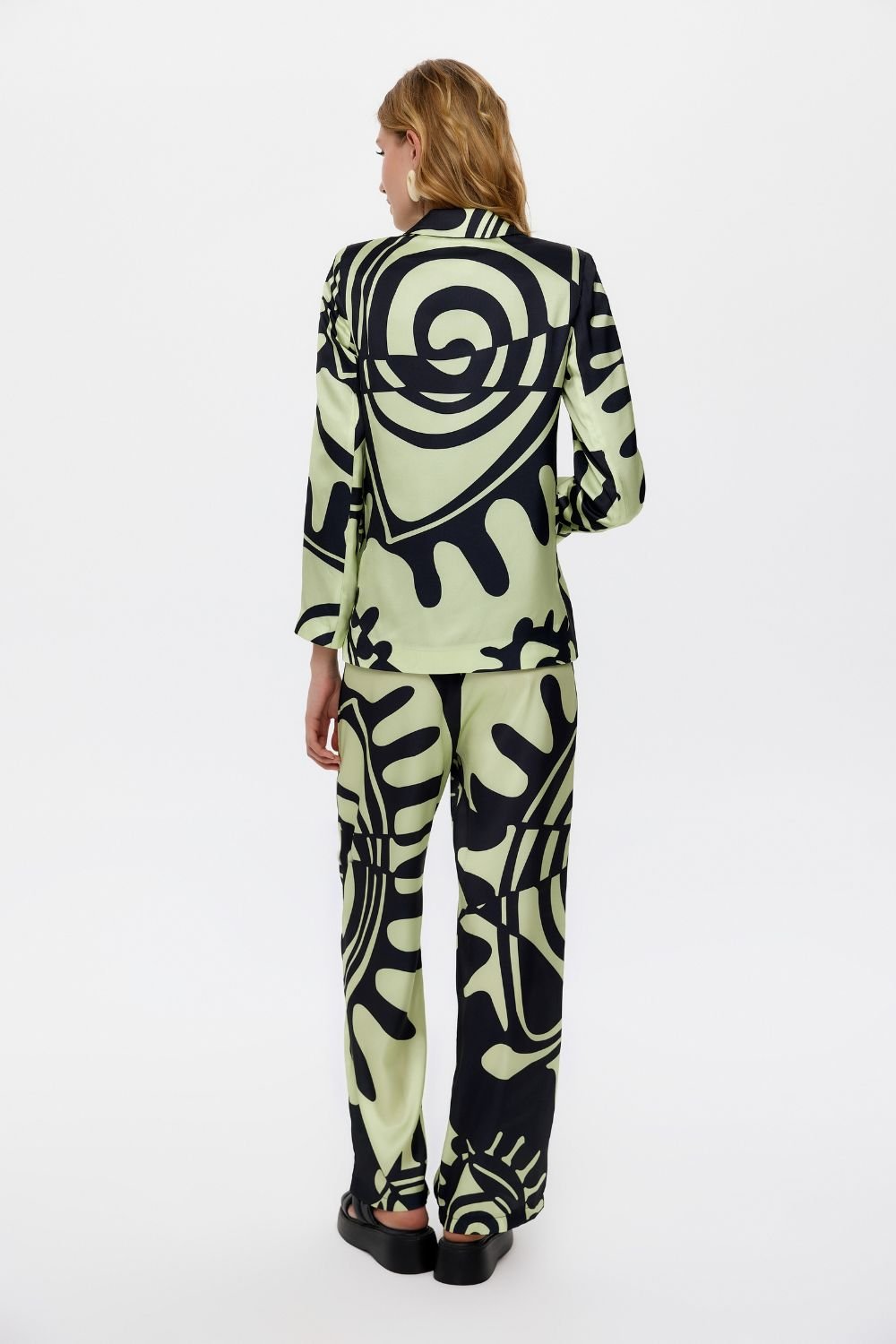 Eliphe-Rax Desenli Saten Blazer-Ceket-2-Milagron.com