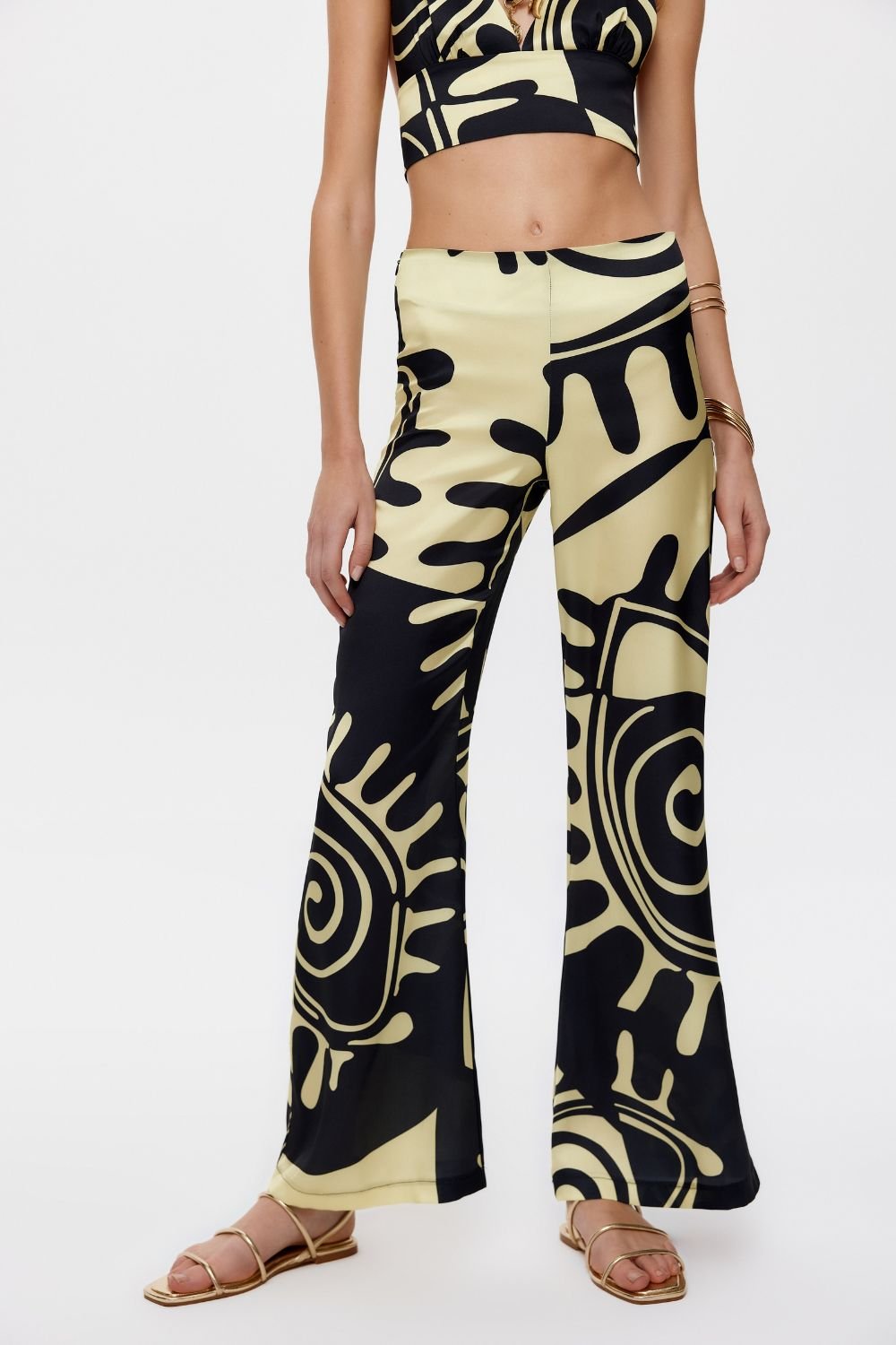 Eliphe-Rax Desenli Saten Boru Paça Pantolon-Pantolon-1-Milagron.com