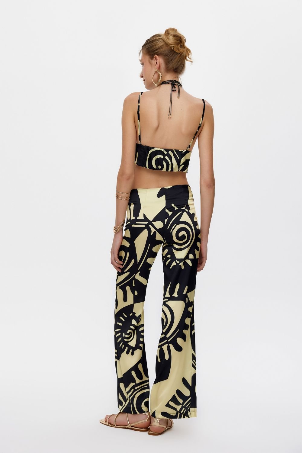 Eliphe-Rax Desenli Saten Boru Paça Pantolon-Pantolon-2-Milagron.com