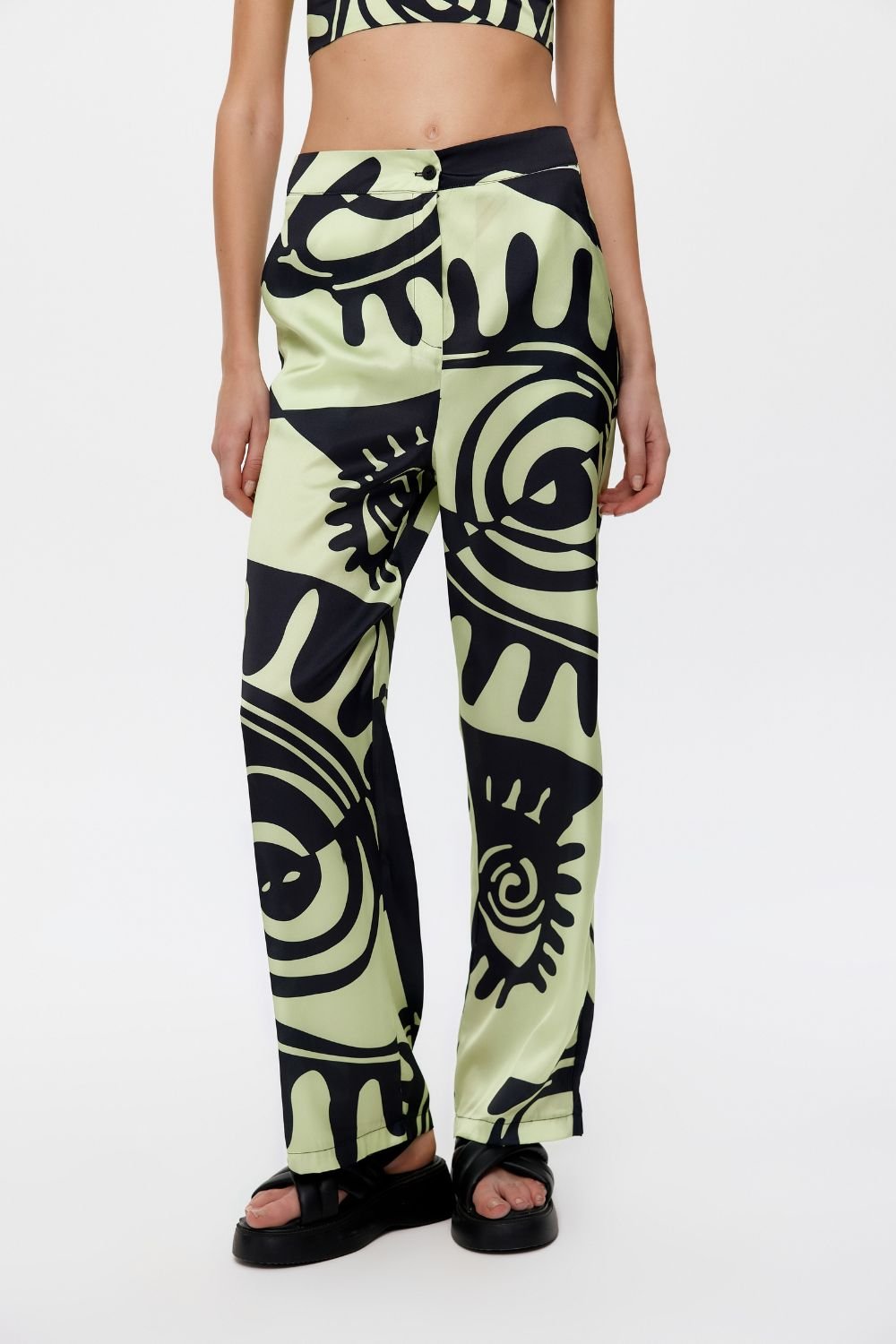 Eliphe-Rax Desenli Saten Boru Paça Pantolon-Pantolon-3-Milagron.com