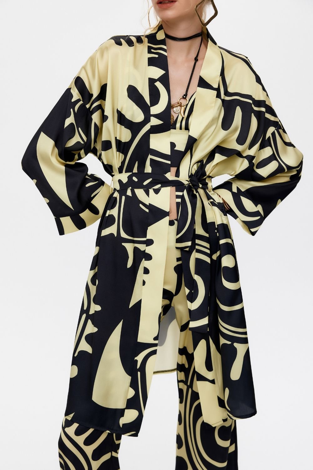 Eliphe-Rax Desenli Saten Kimono Ceket-Ceket-4-Milagron.com