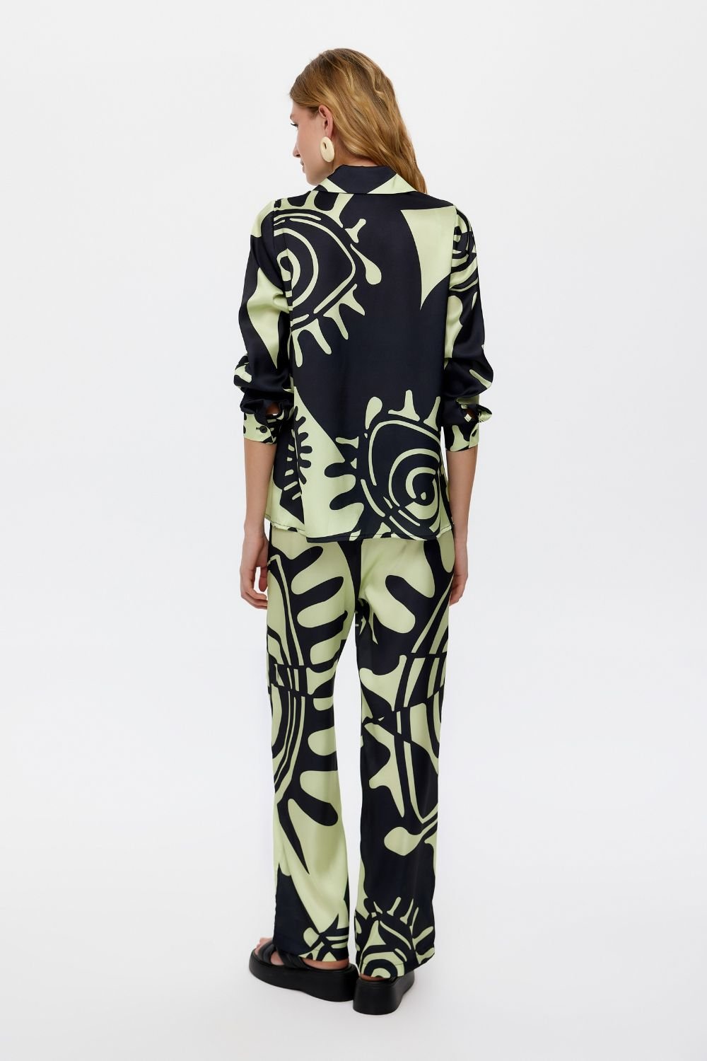 Eliphe-Rax Desenli Saten Uzun Kollu Gömlek-Gömlek-2-Milagron.com