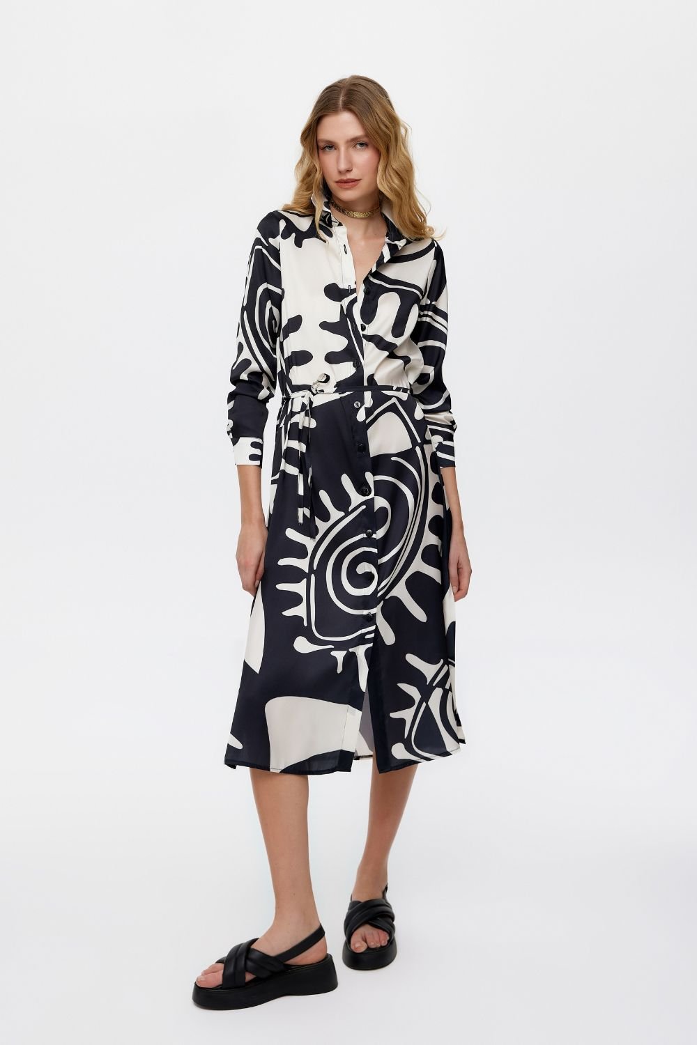 Eliphe-Rax Saten Gömlek Elbise-Elbise-2-Milagron.com