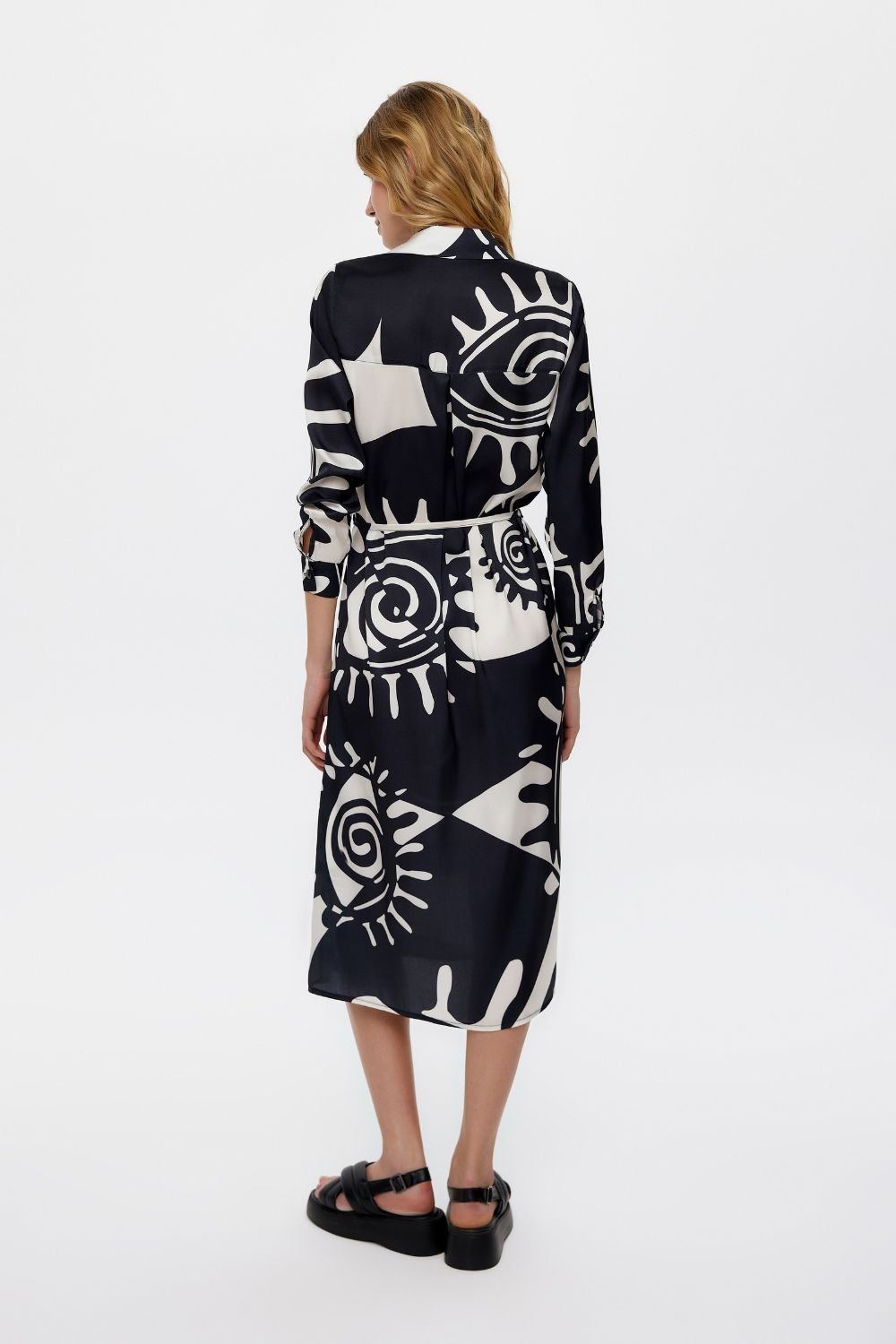 Eliphe-Rax Saten Gömlek Elbise-Elbise-4-Milagron.com