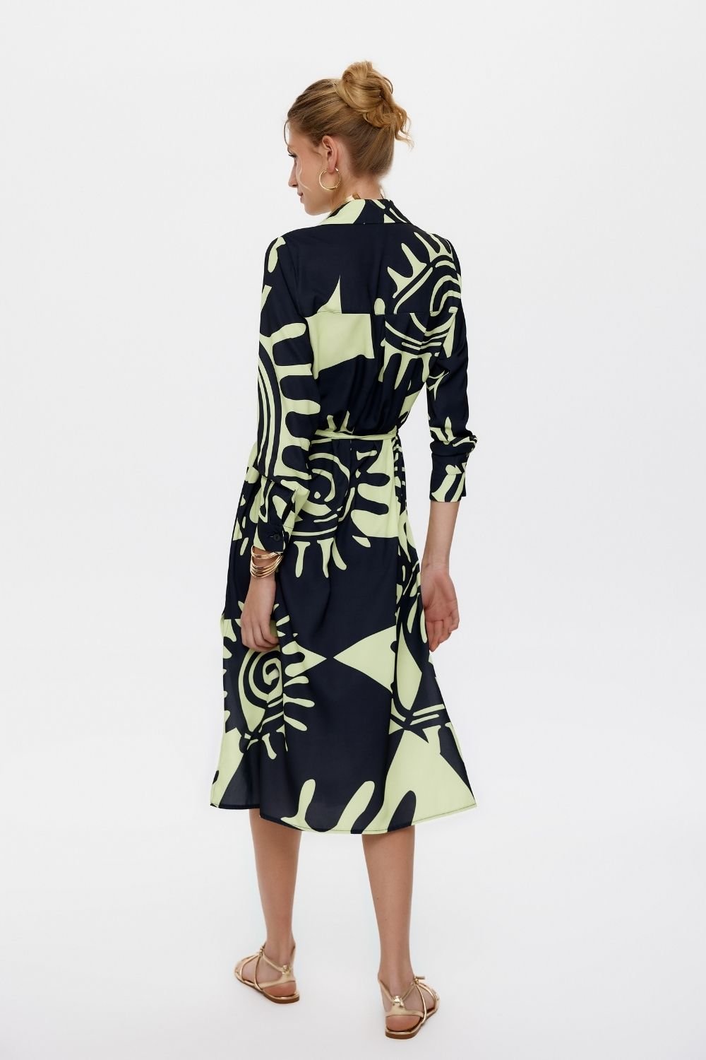 Eliphe-Rax Saten Gömlek Elbise Li̇me-Elbise-2-Milagron.com