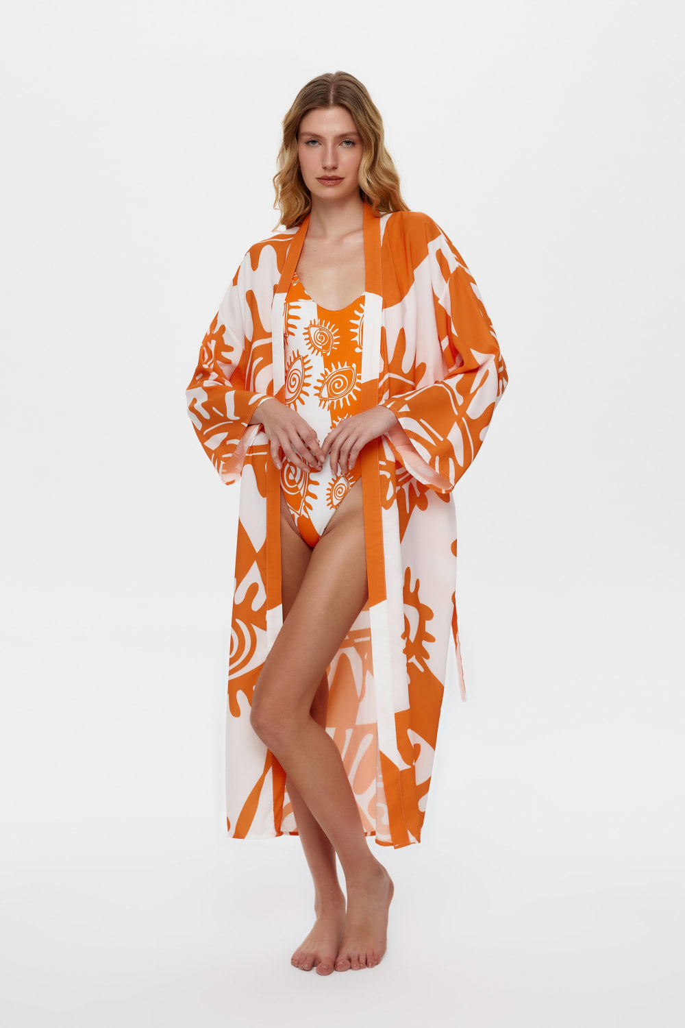Eliphe-Rax Turuncu Maxi Kimono-Kimono-1-Milagron.com