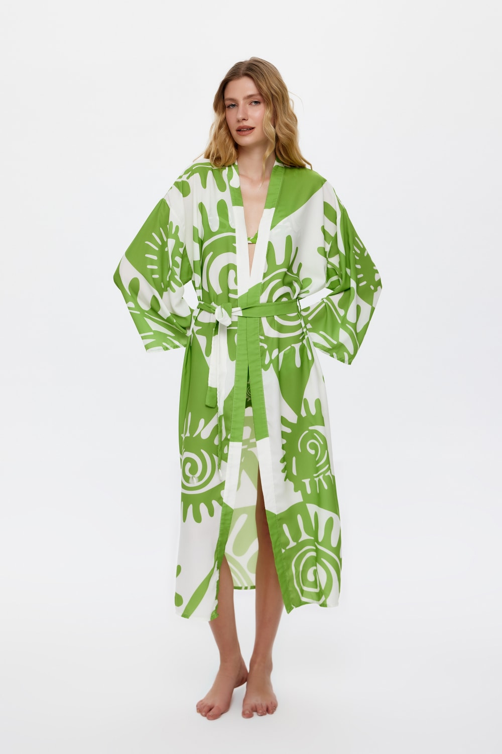 Eliphe-Rax Yeşil Maxi Kimono-Kimono-2-Milagron.com