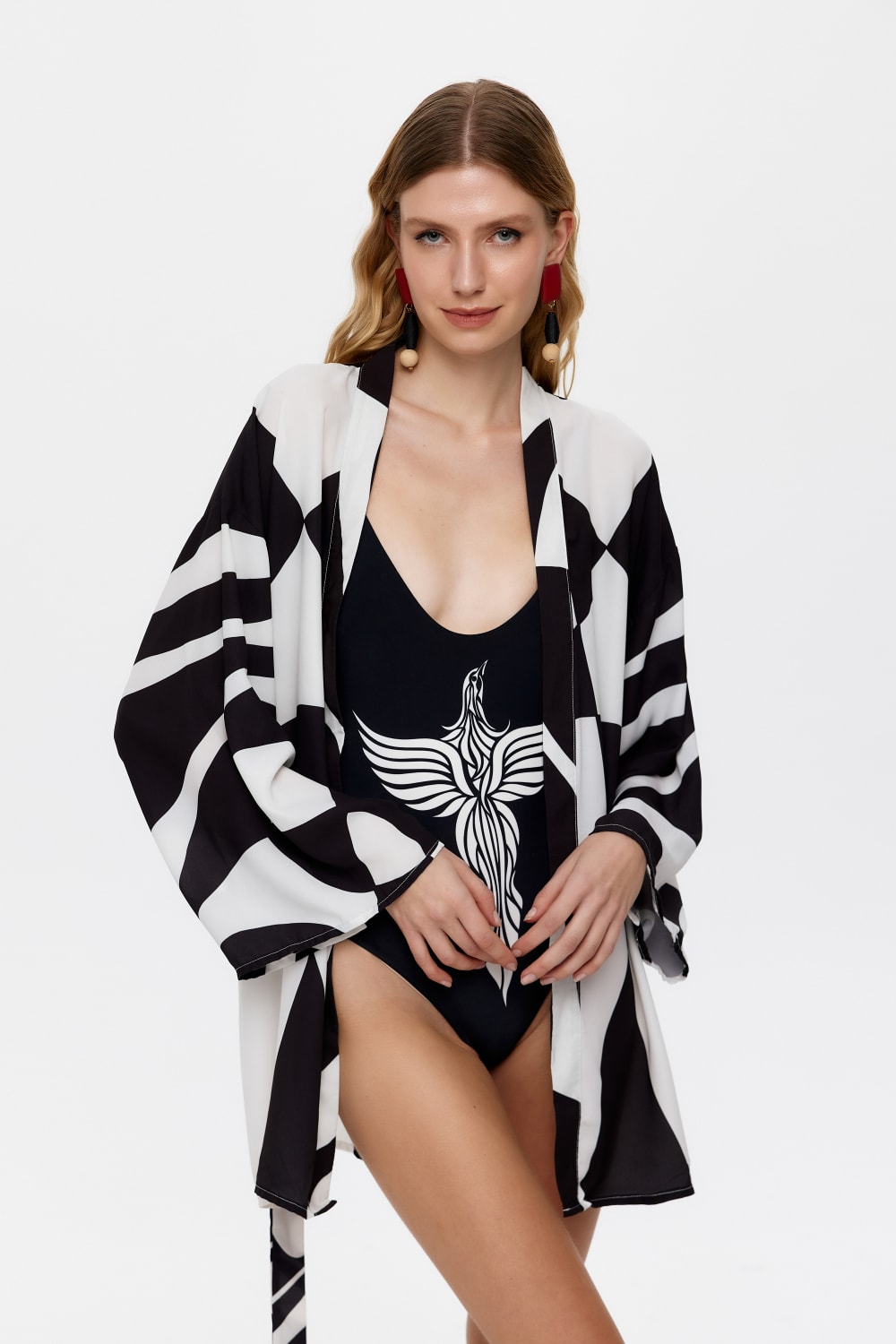 Eliphe-Sireng Siyah Mini Kimono-Kimono-1-Milagron.com