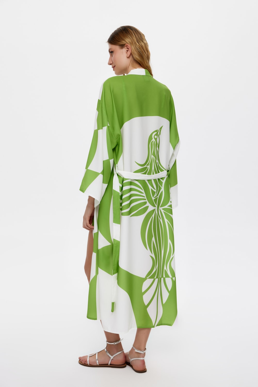 Eliphe-Sireng Yeşil Maxi Kimono-Kimono-3-Milagron.com