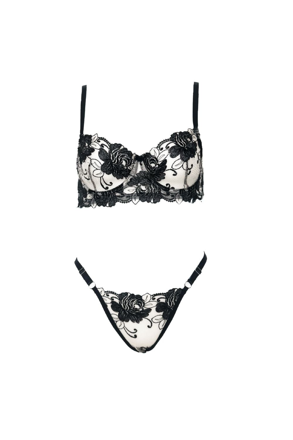 Elorian Couture Lingerie-Rosalyn Veil Bra Set - Black-İç Giyim Setleri-10-Milagron.com
