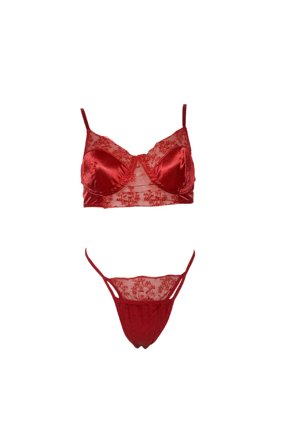 Elorian Couture Lingerie-Sabrina Bra Set Red-İç Giyim Setleri-3-Milagron.com