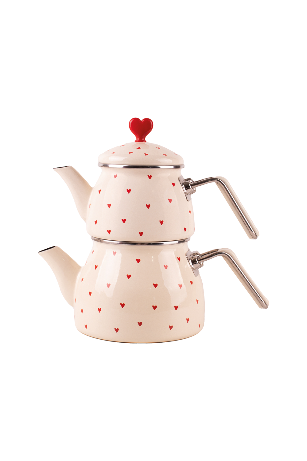 Emaylab-Cupid Emaye Çaydanlık (özel Zamak Tepeli, El Yakmayan Kulplu)-Mutfak Aksesuarları-1-Milagron.com