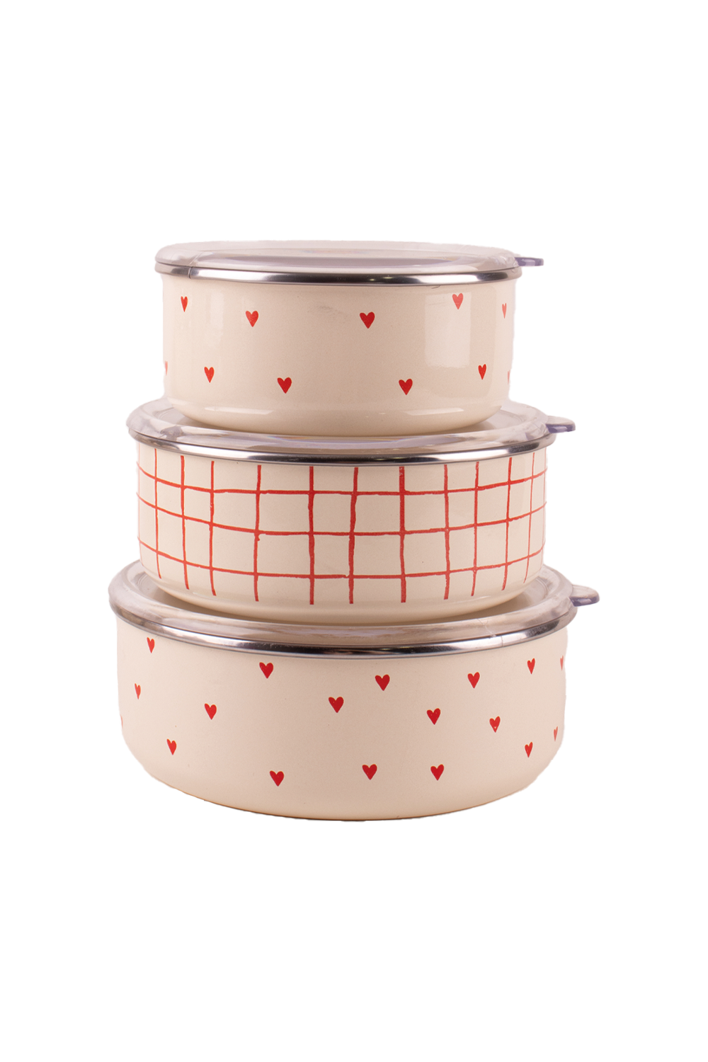 Emaylab-Cupid Emaye Üçlü Saklama Kabı Seti-Tabak & Kase-1-Milagron.com