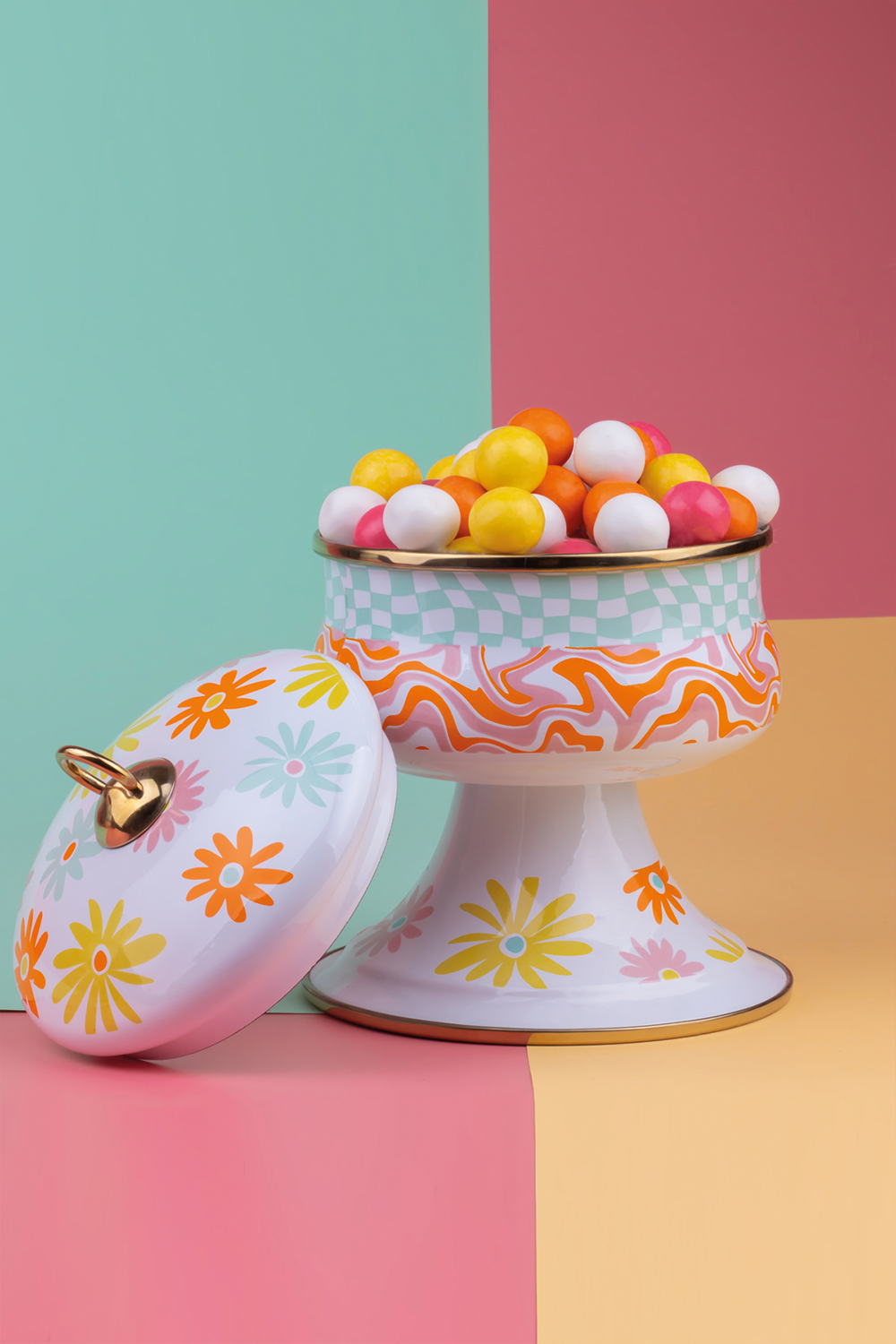 Emaylab-Retro Hippie Emaye Şekerlik-Sunum Aksesuarları-1-Milagron.com