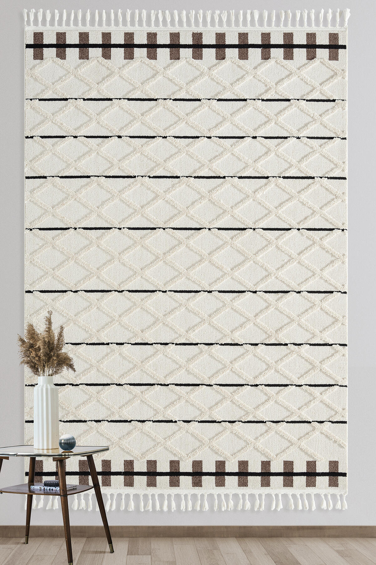 Empera-Bilbao Winter White Modern İSkandinav Saçaklı Halı-2-Milagron.com